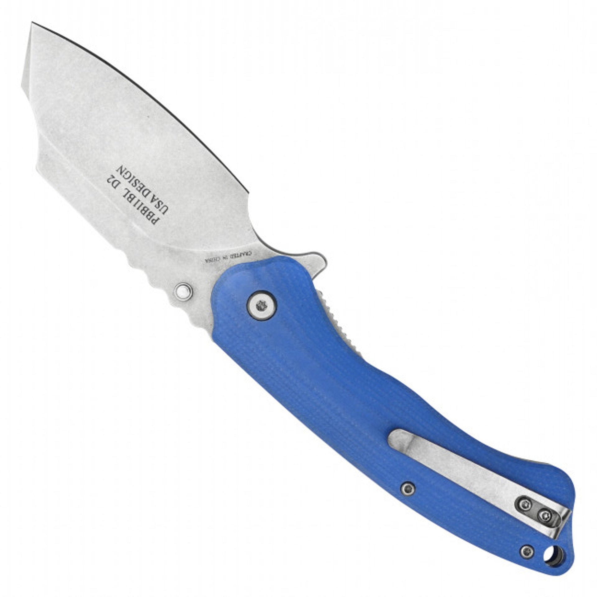 8" Blue D2 Cleaver Pocket Knife