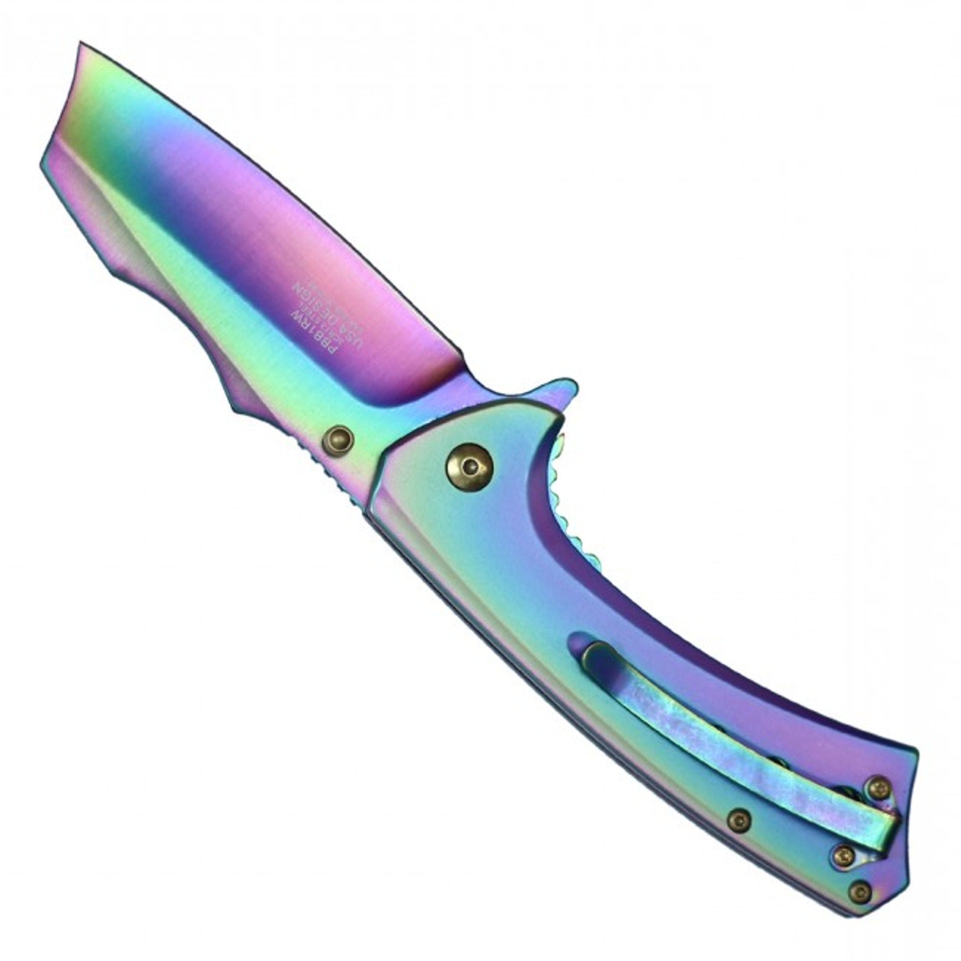 7 3/4" Assisted Open Ball Bearing Pocket Knife - Rainbow