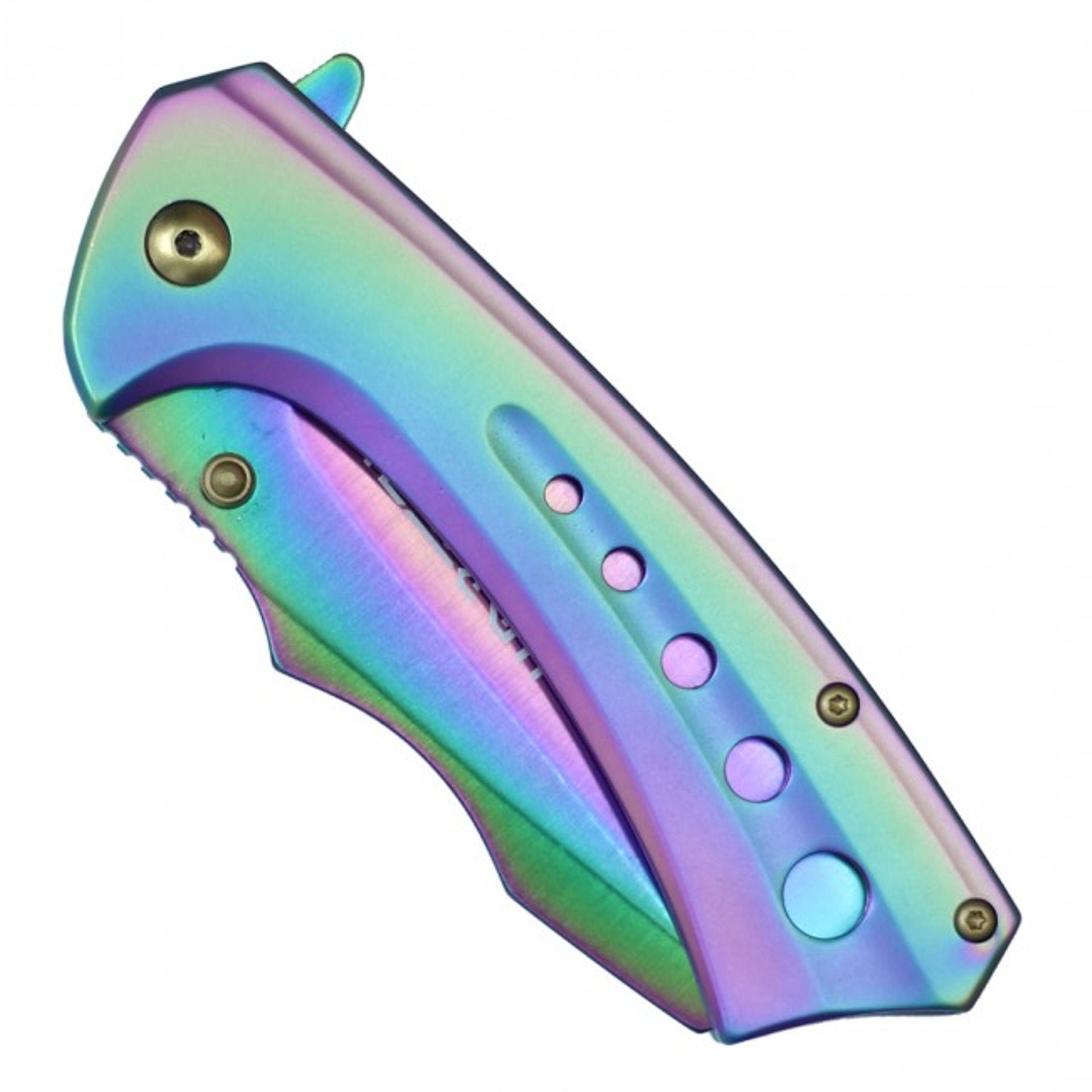 7 3/4" Assisted Open Ball Bearing Pocket Knife - Rainbow