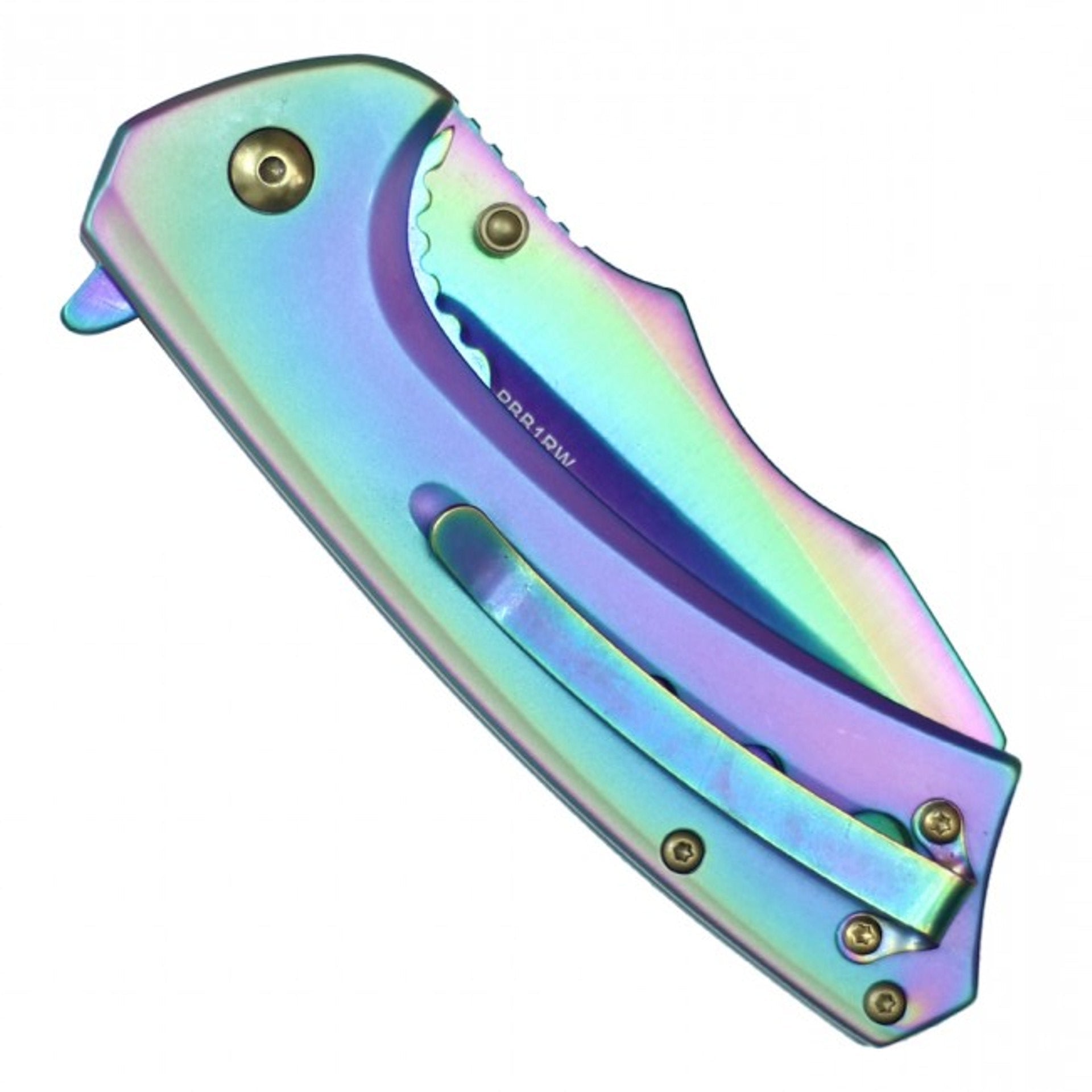 7 3/4" Assisted Open Ball Bearing Pocket Knife - Rainbow