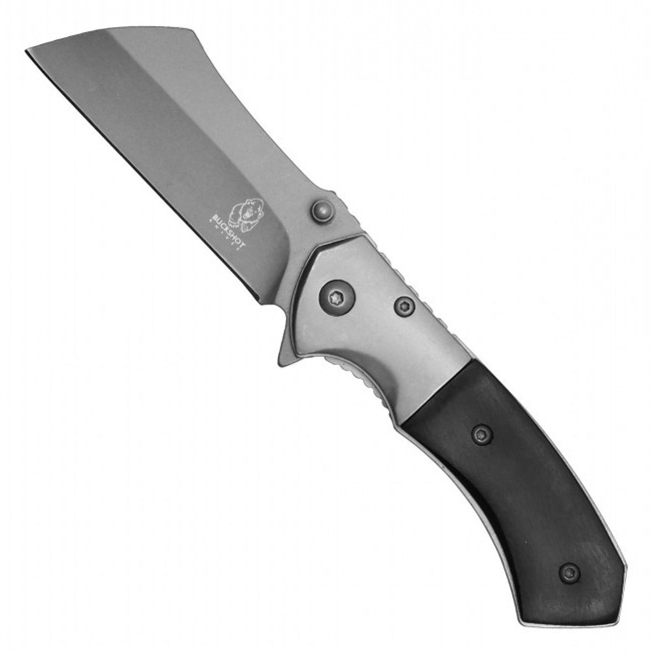 6.5" Black Cleaver Pocket Knife with Belt Clip