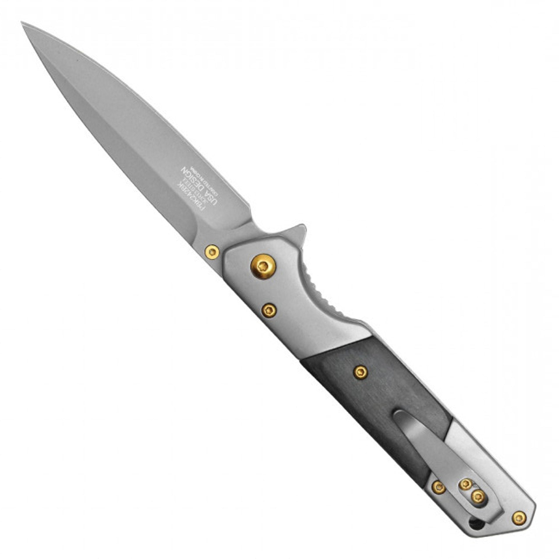 8” Black Wood Handle Pocket Knife