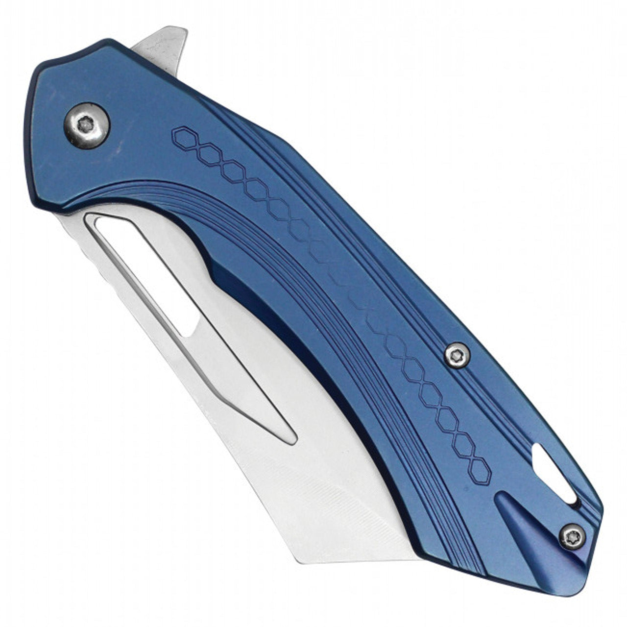 7.5" Buckshot Blue Pocket Knife with Belt Clip