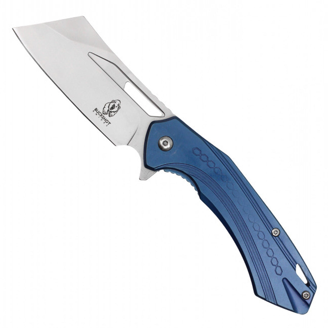 7.5" Buckshot Blue Pocket Knife with Belt Clip