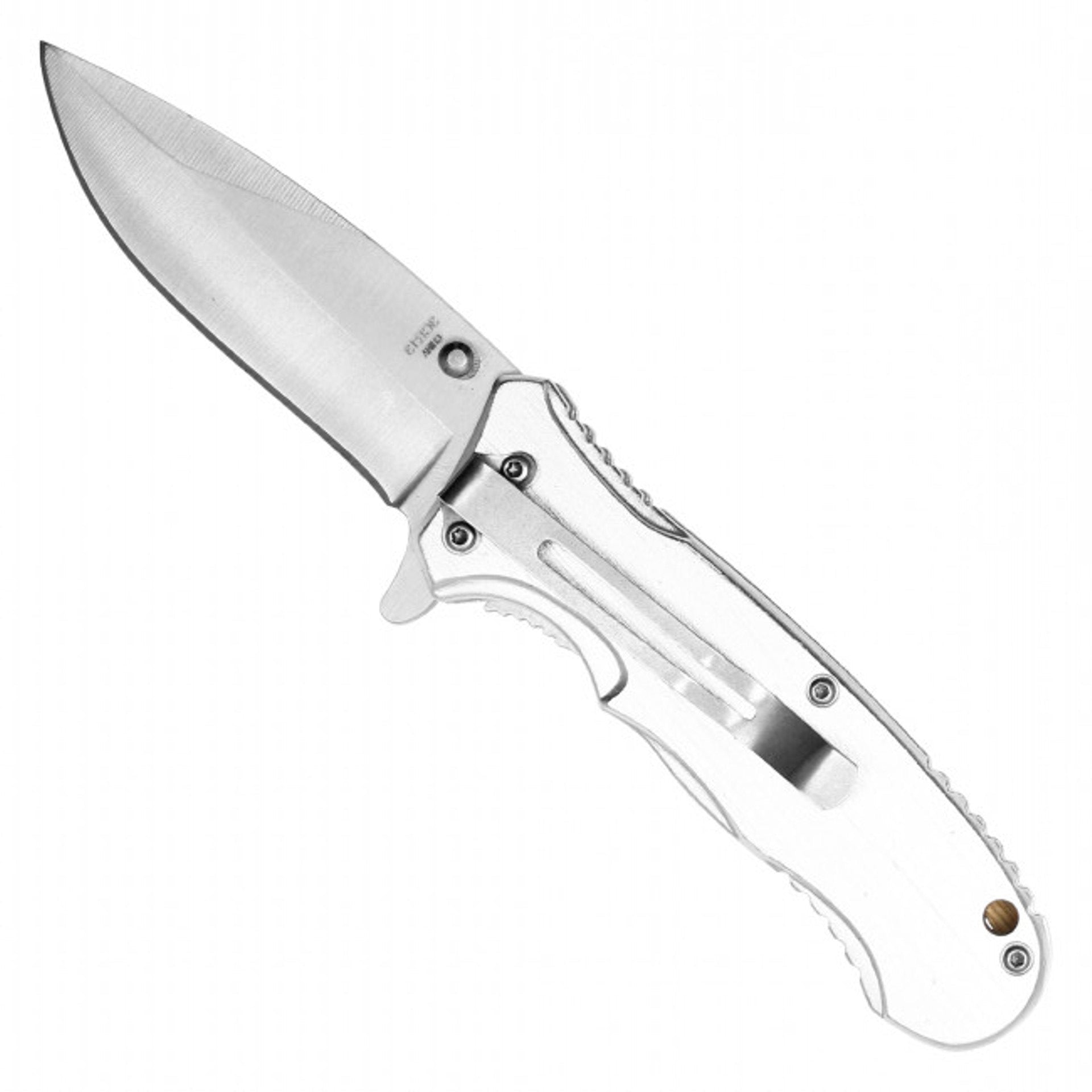 7.75" Assisted Pocket Knife – Chrome & Wood Handle