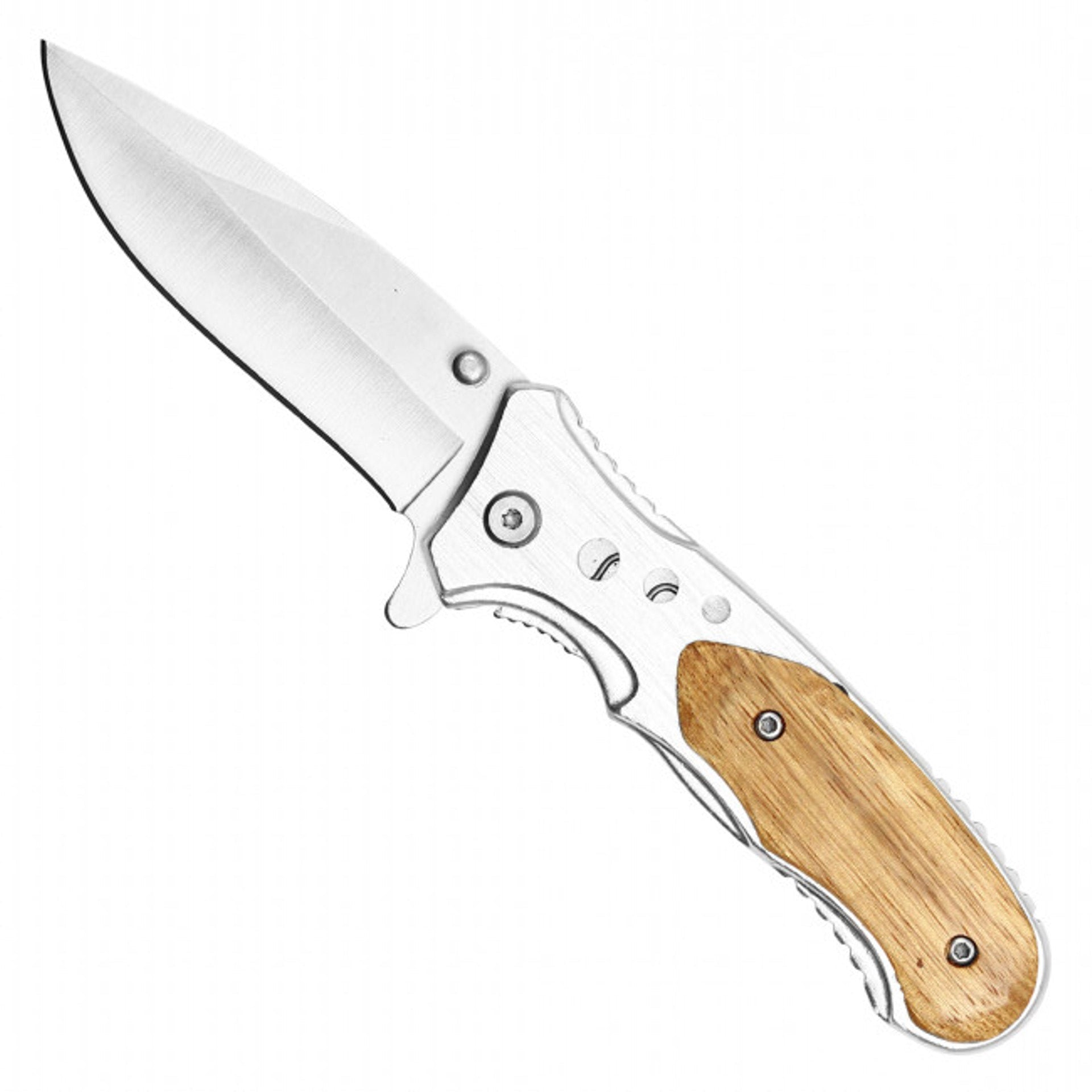 7.75" Assisted Pocket Knife – Chrome & Wood Handle