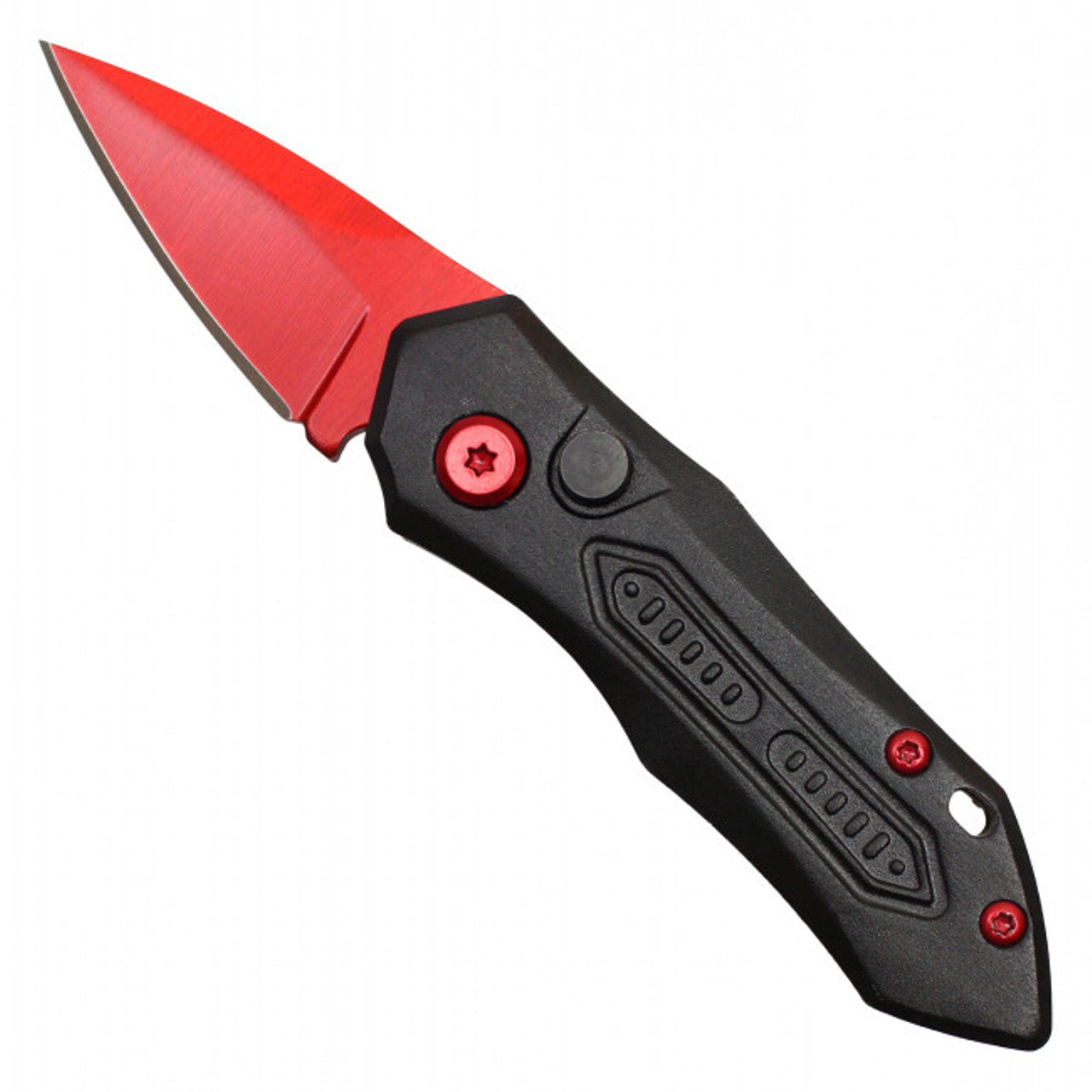 5" Cali Legal Push Button Knife - Red | Compact & Reliable