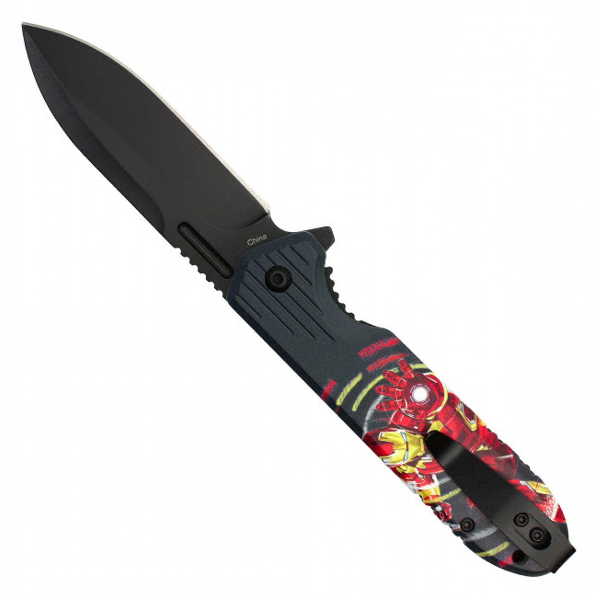 8" Stark Iron Man Pocket Knife – Black Blade & Stark Print Handle
