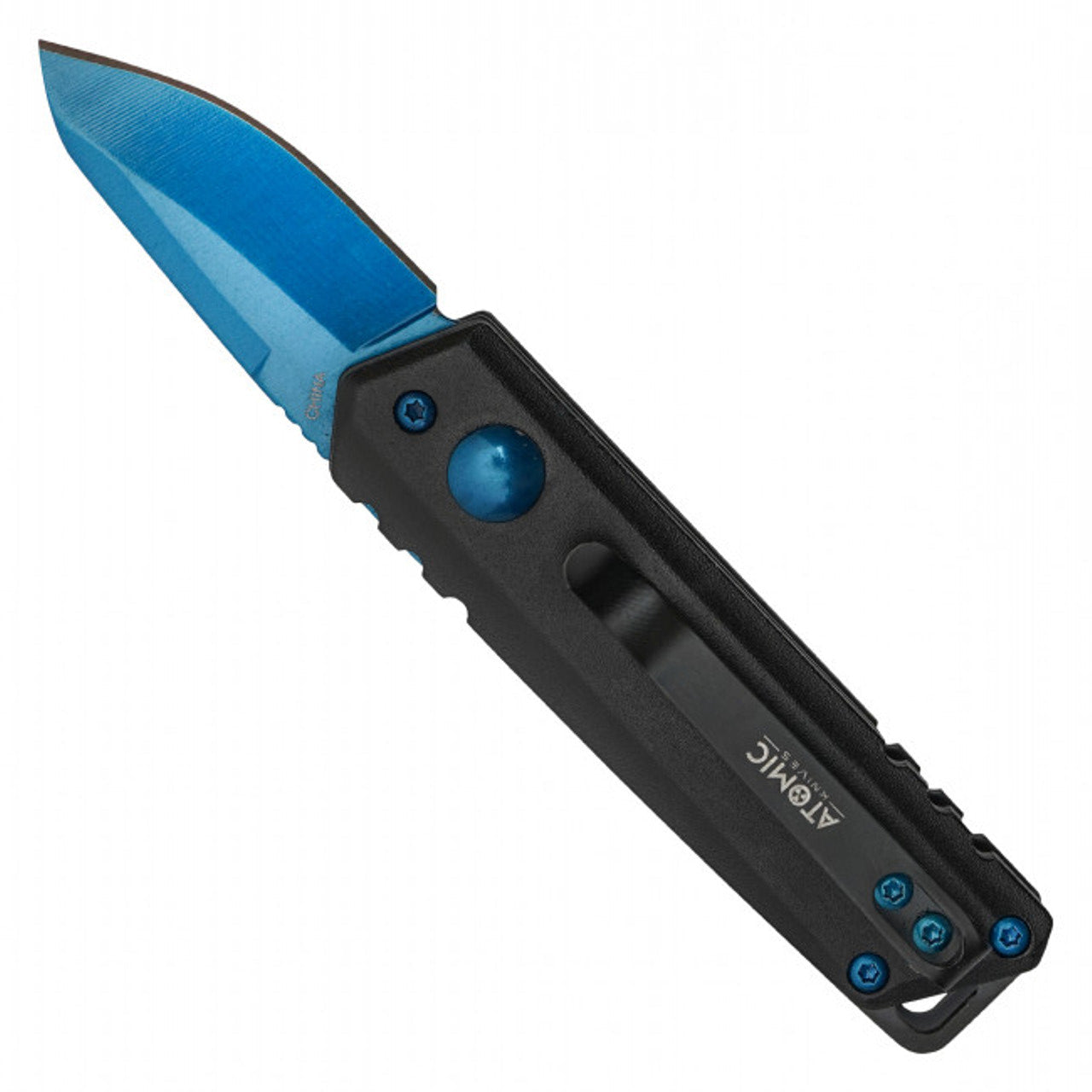 Blue Steel Blade Knife | 5" Push Button Knife | Knife Plug
