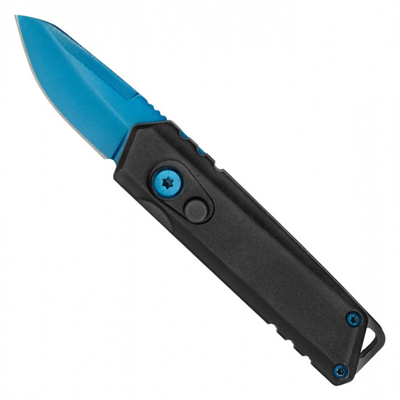 Blue Steel Blade Knife | 5" Push Button Knife | Knife Plug