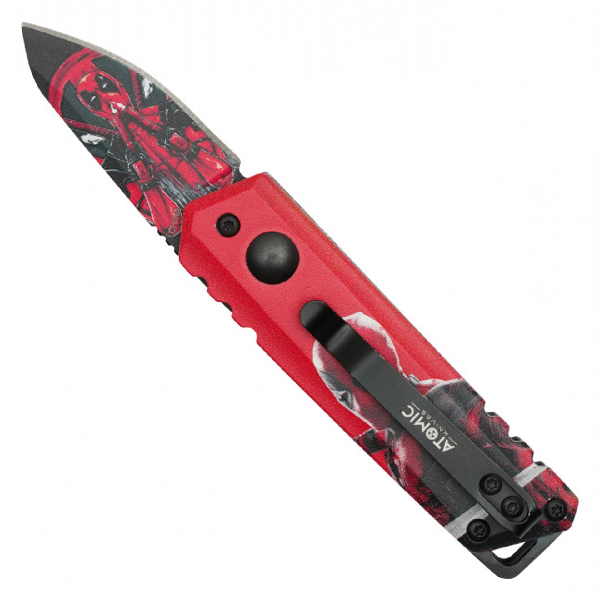 5" Red Hero Push Button Knife - H