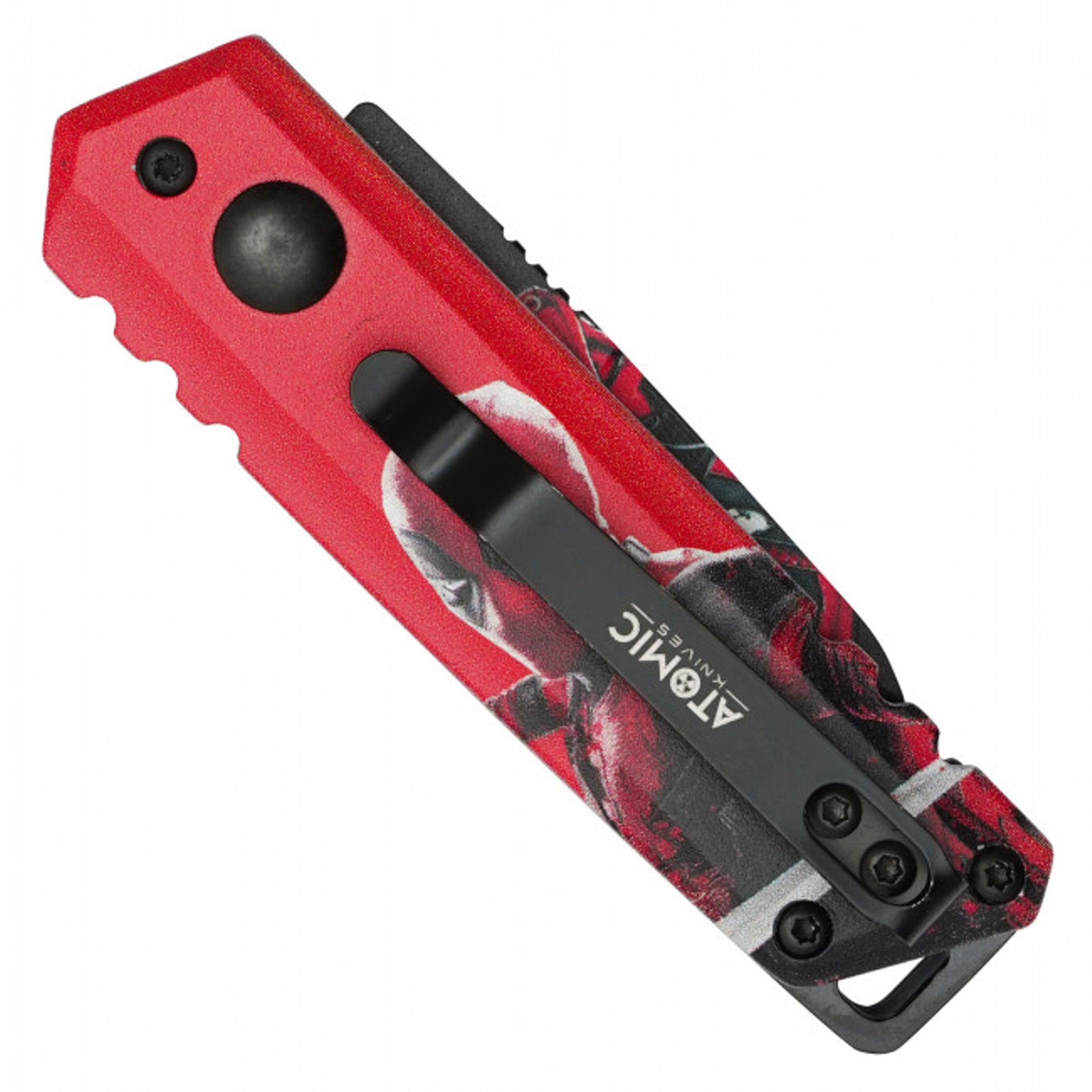 5" Red Hero Push Button Knife - H
