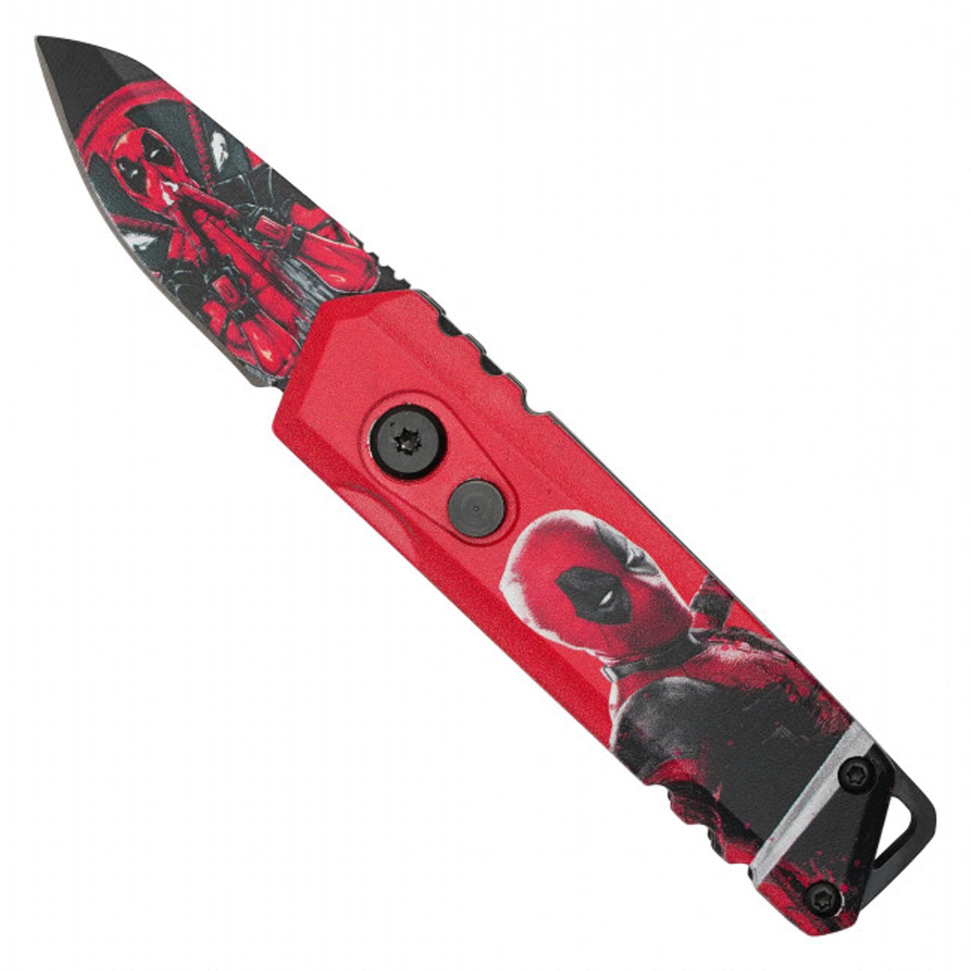 5" Red Hero Push Button Knife - H