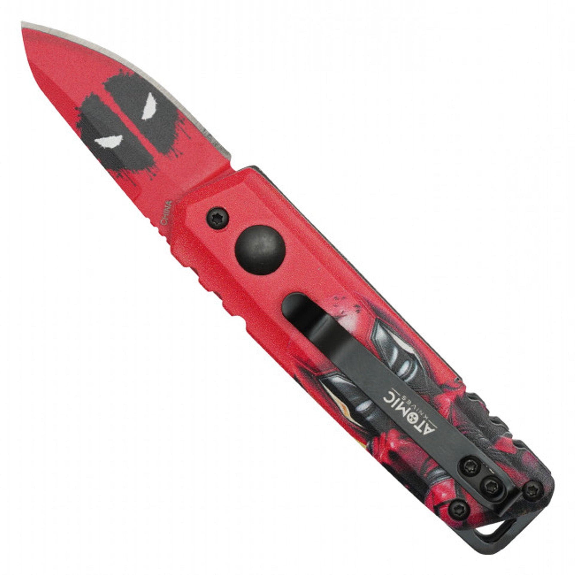 5" Red Hero Push Button Knife