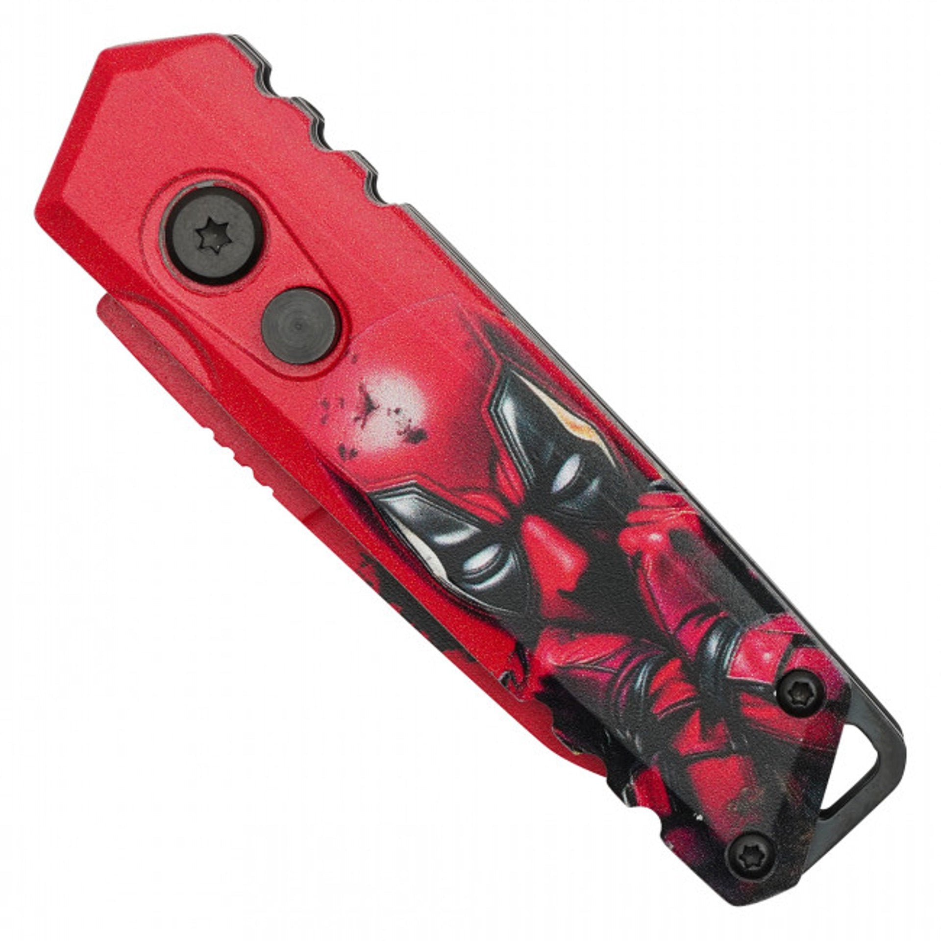 5" Red Hero Push Button Knife