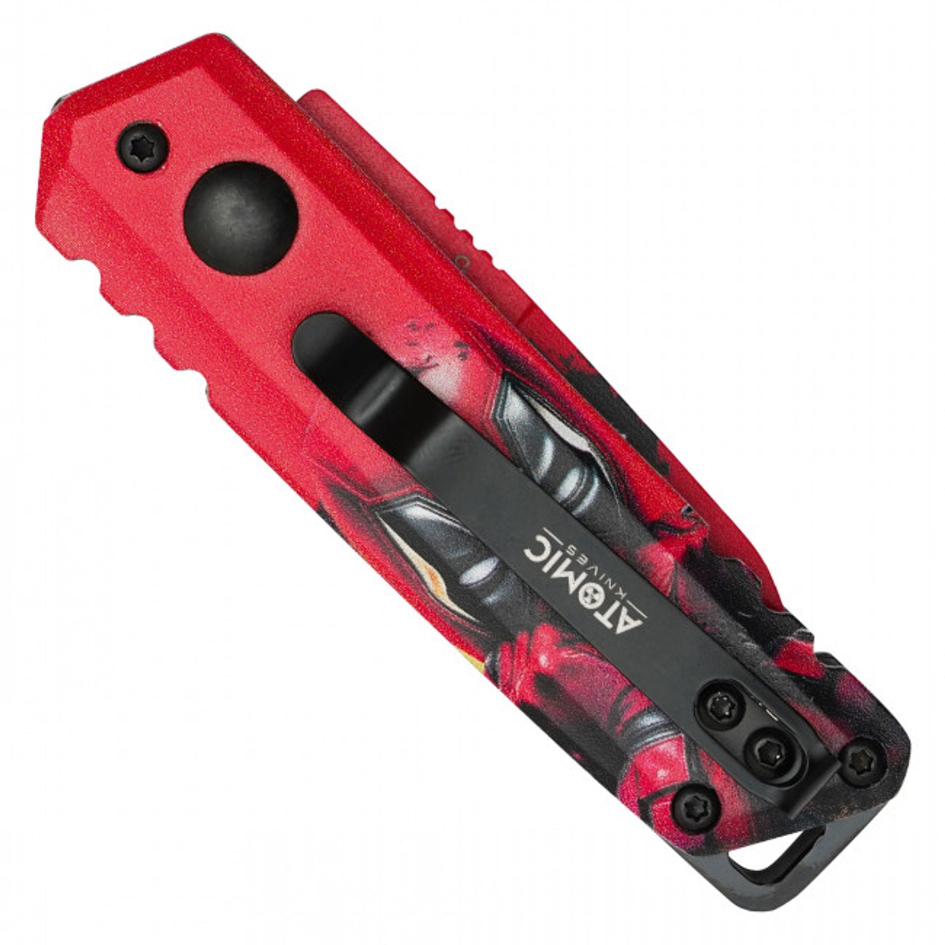 5" Red Hero Push Button Knife