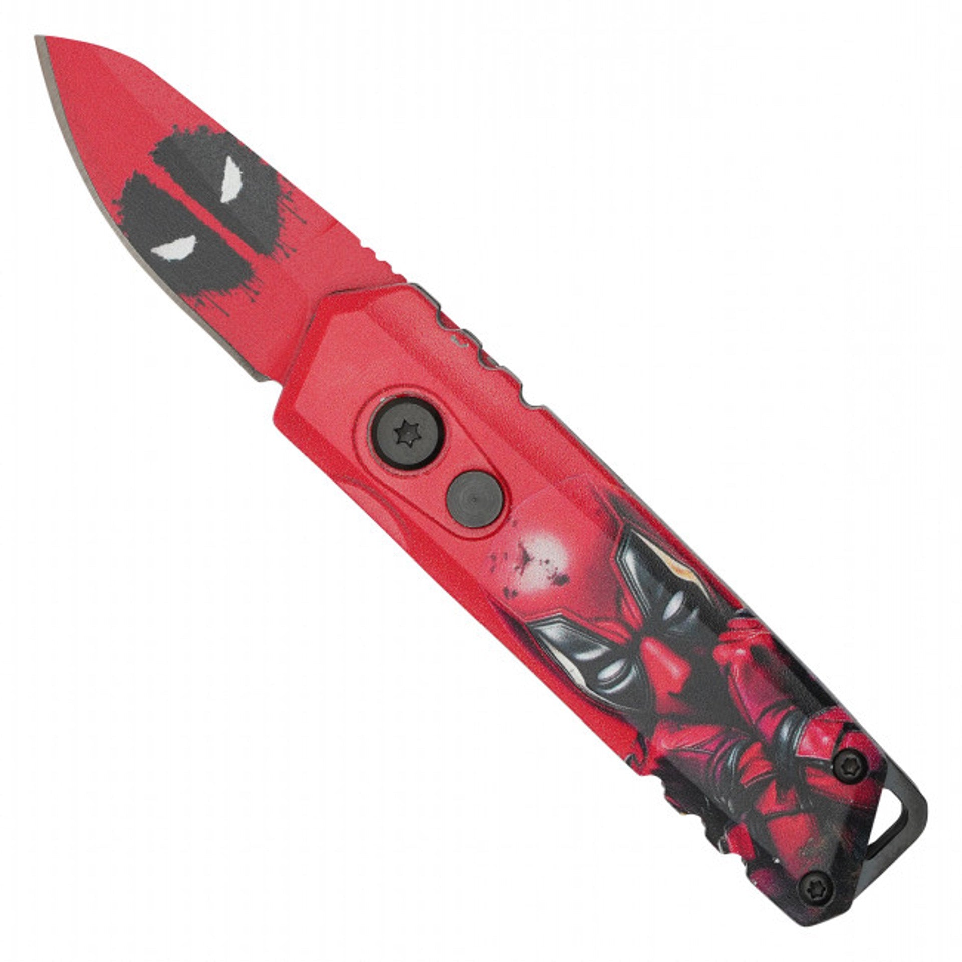 5" Red Hero Push Button Knife