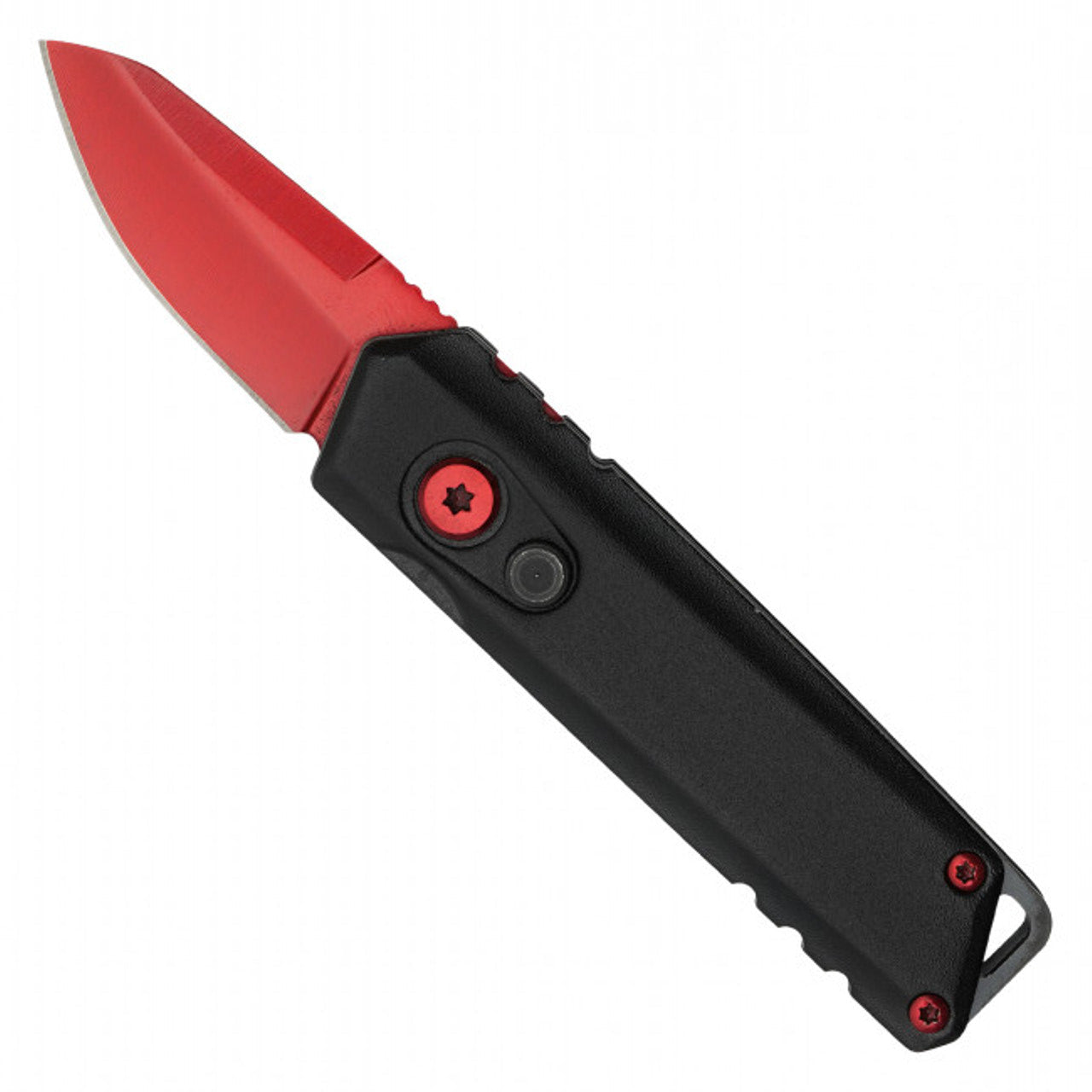 Red Steel Knife | 5" Red Push Button Knife | Knife Plug