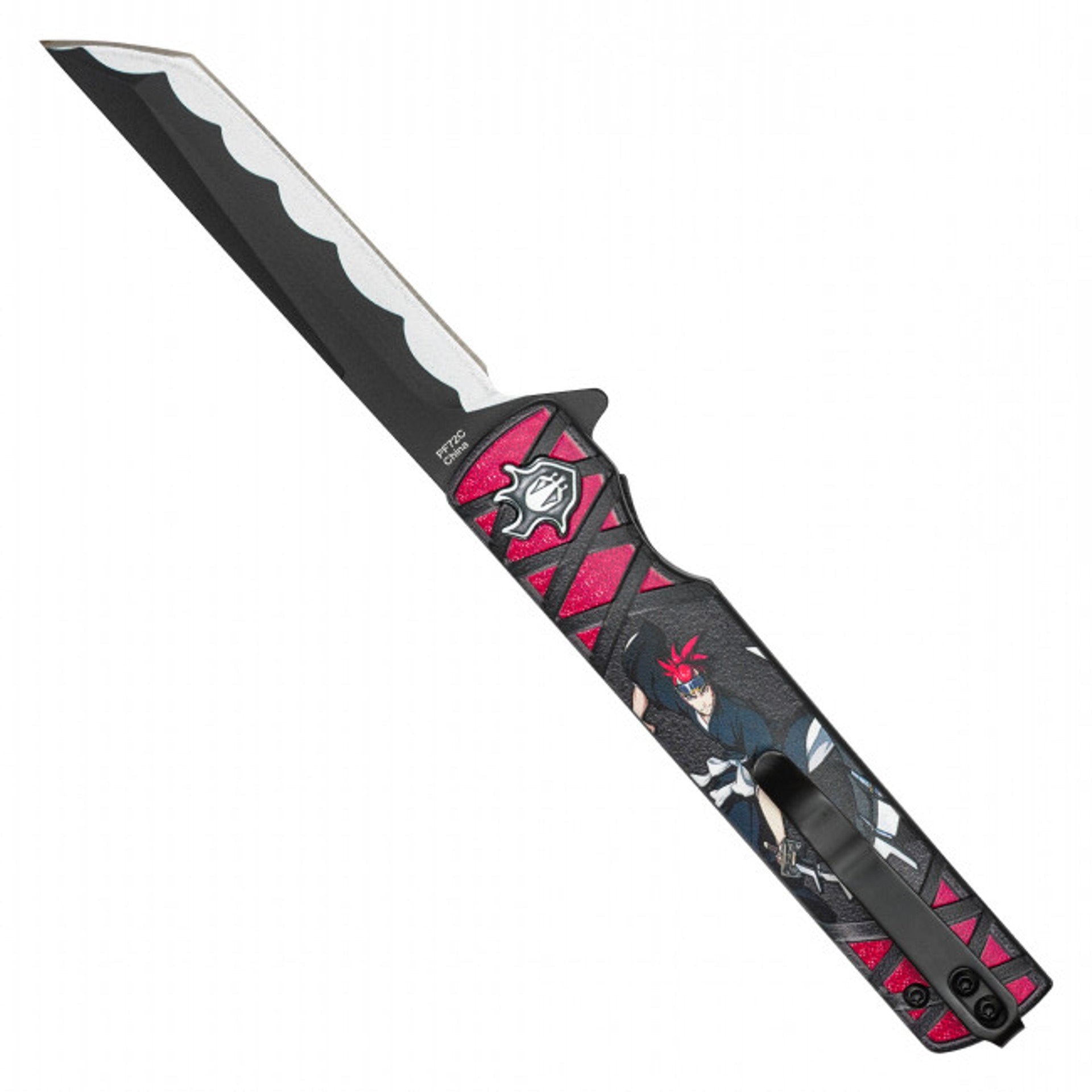 8" Renji Abarai Pocket Knife - Anime-Inspired Tanto Blade with 3D Handle & Skull Charm