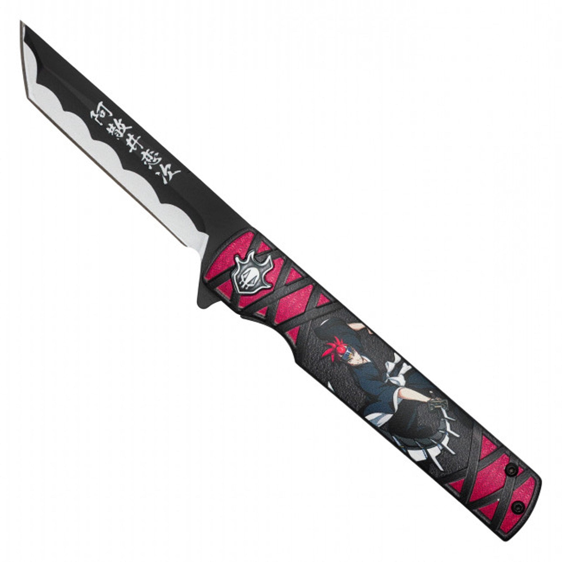 8" Renji Abarai Pocket Knife - Anime-Inspired Tanto Blade with 3D Handle & Skull Charm