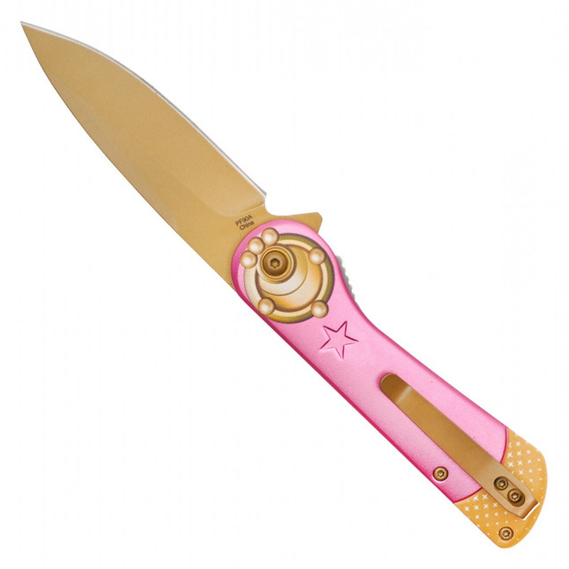 8" Sailor Moon Pocket Knife - Pink & Gold Handle with Anime-Inspired Design