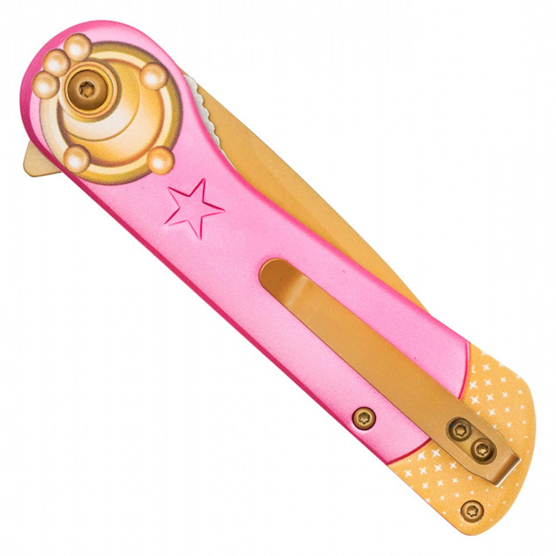 8" Sailor Moon Pocket Knife - Pink & Gold Handle with Anime-Inspired Design
