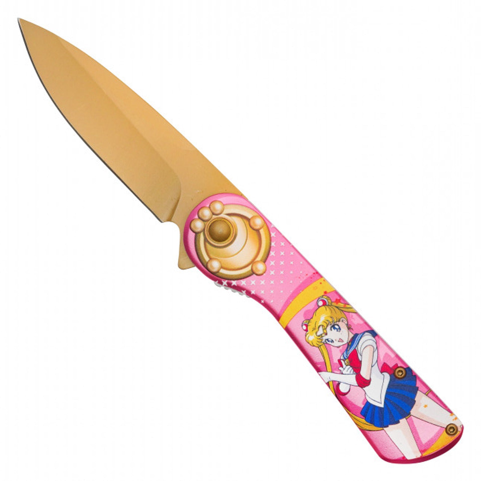 8" Sailor Moon Pocket Knife - Pink Handle with Anime-Inspired Design