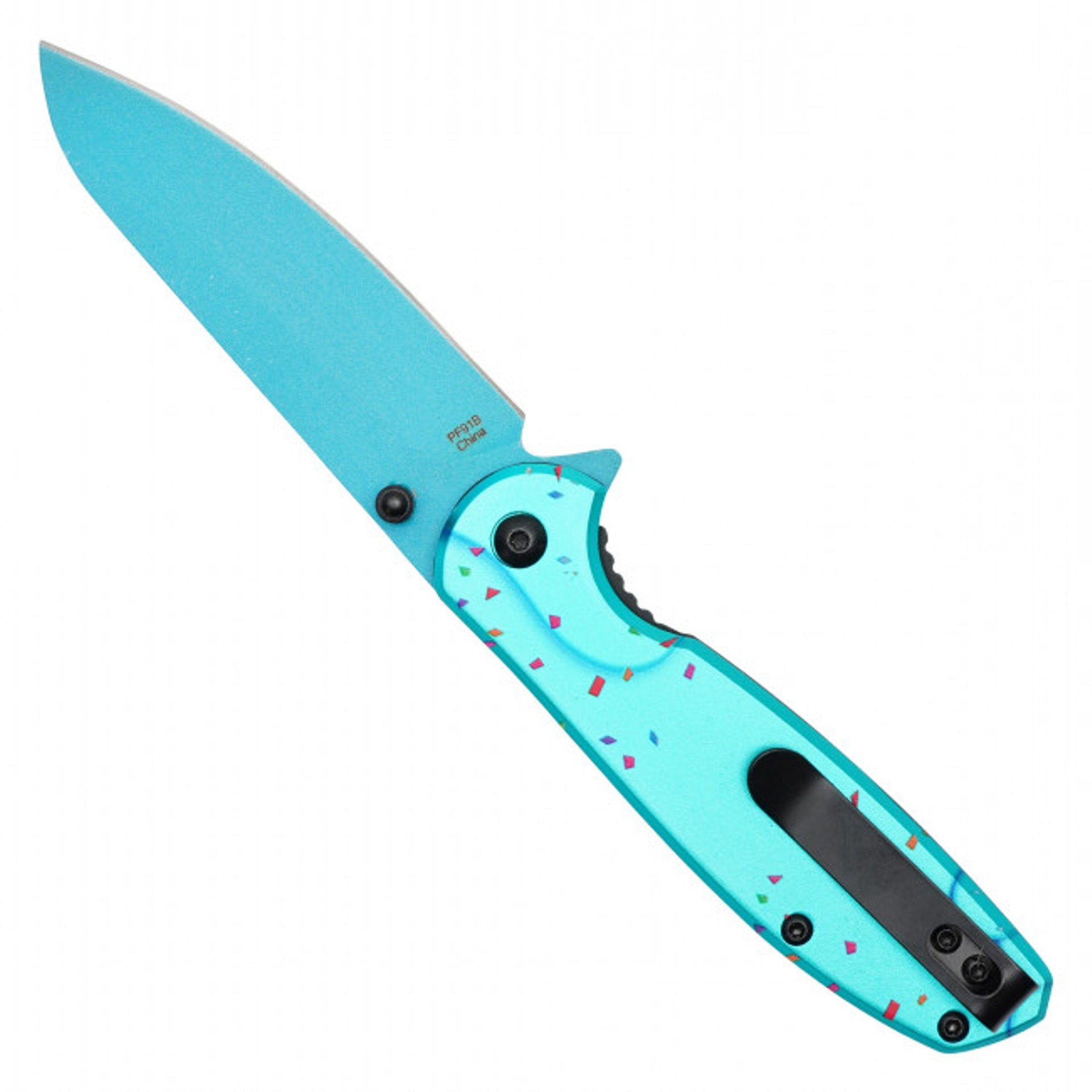 8" Blue Minion Folding Pocket Knife - Fun Printed Blade & Handle with Belt Clip