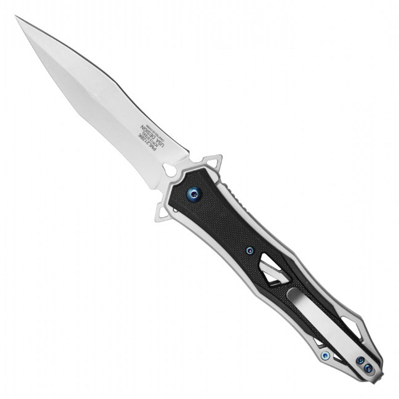 9" Milspec Black Tactical Pocket Knife with Belt Clip