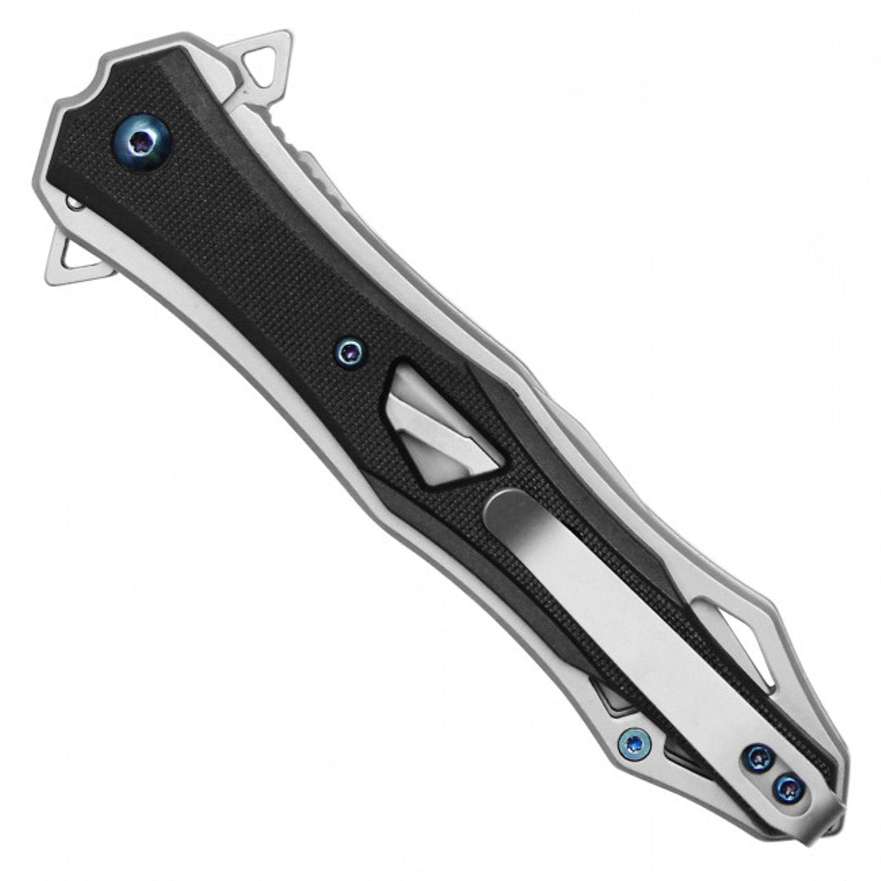 9" Milspec Black Tactical Pocket Knife with Belt Clip