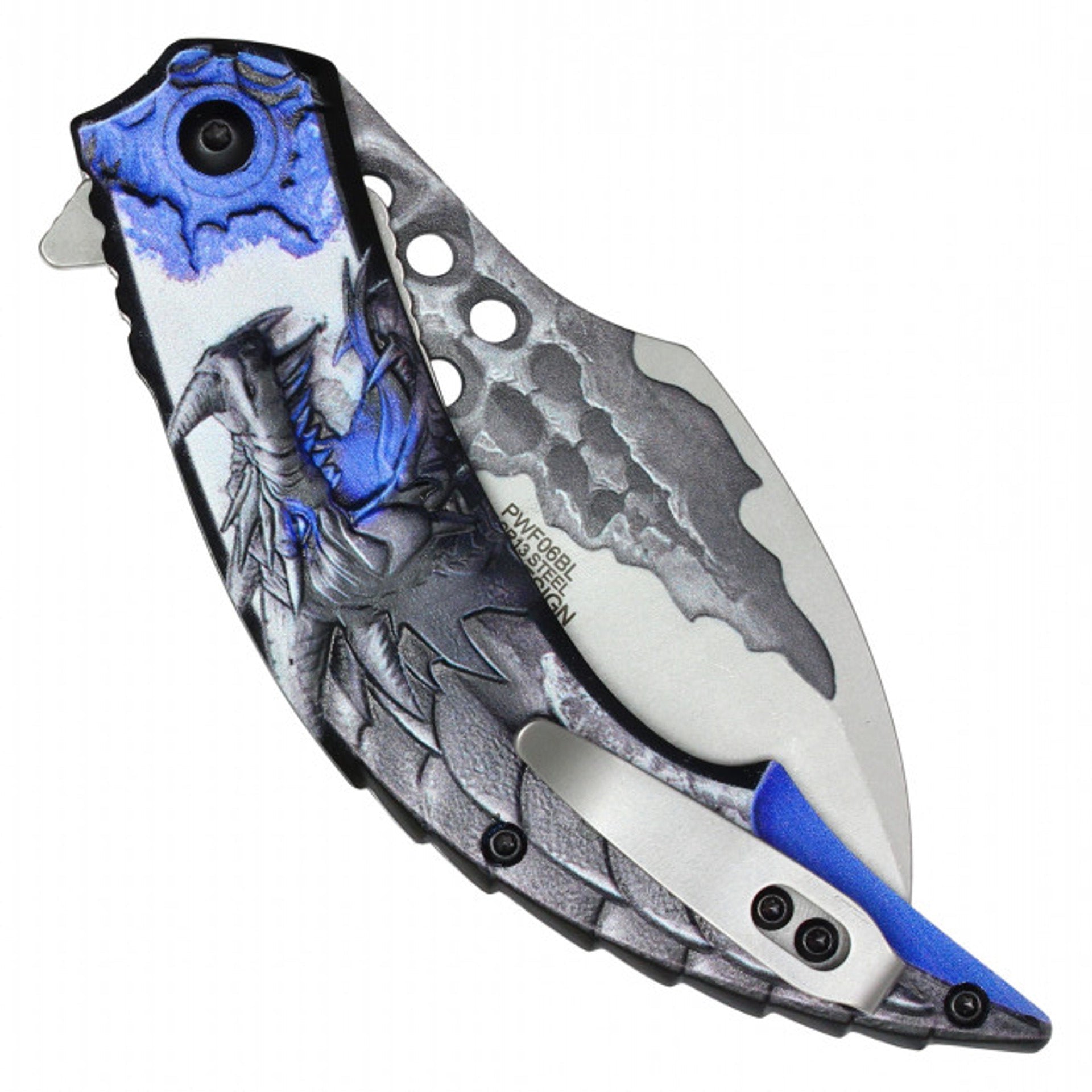 Blue Dragon Spring Assisted Folding Pocket Knife – Mythical Power in Your Hands