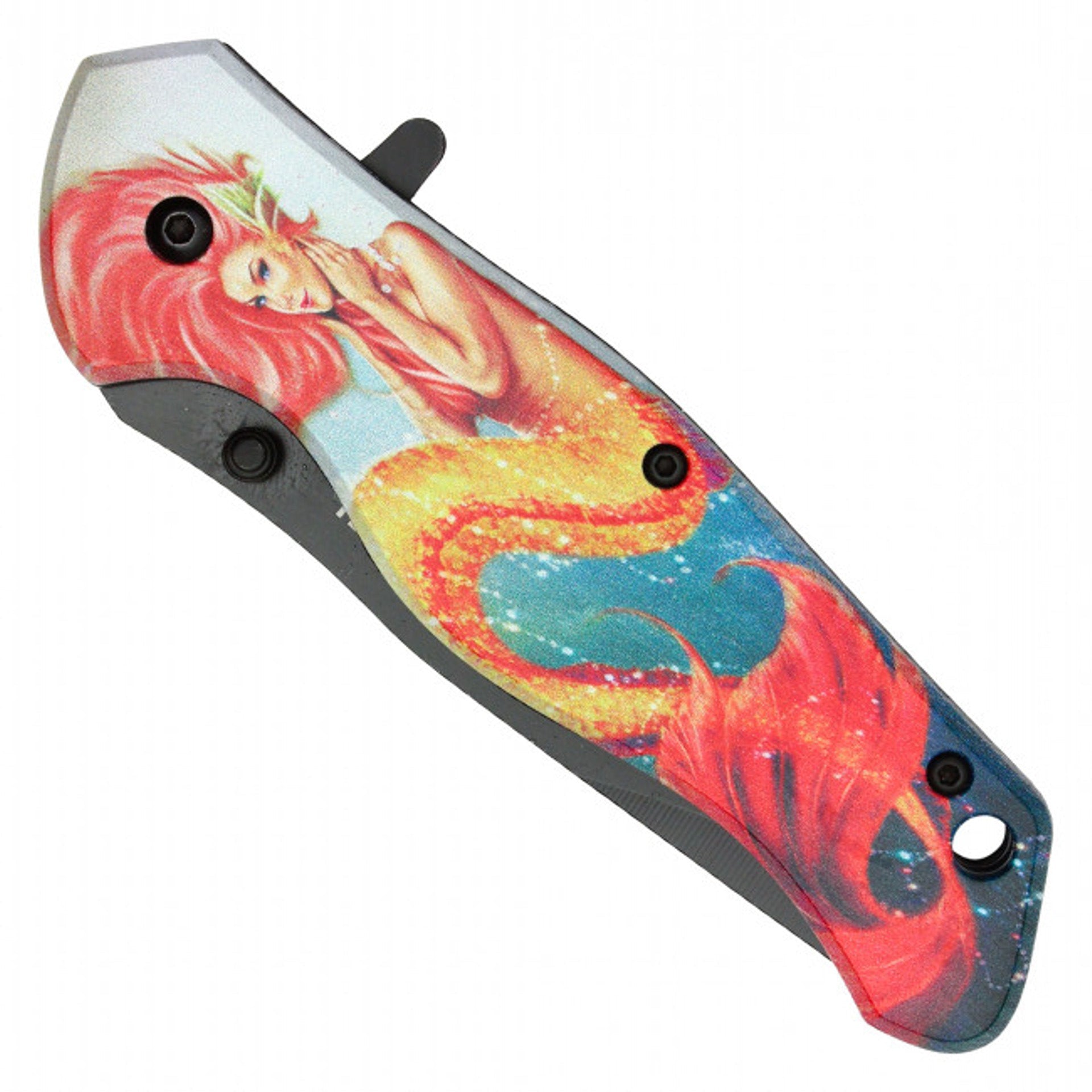 8" Wartech Mermaid Pocket Knife – Mystical Ocean Design