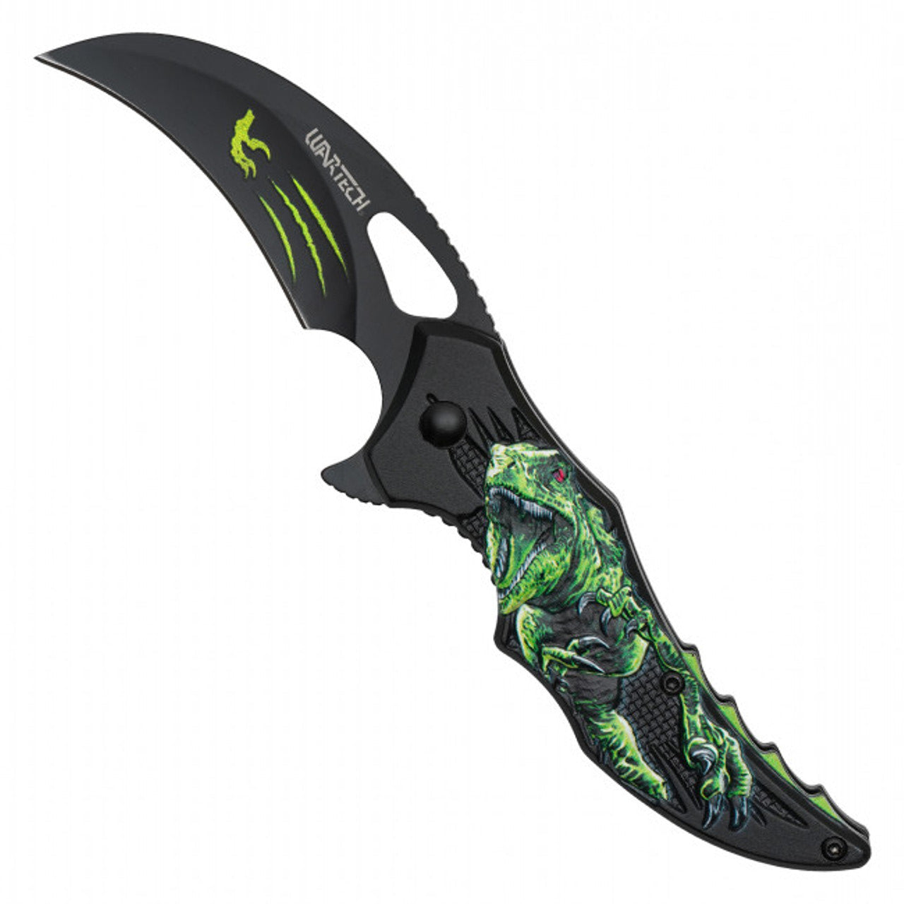 7" Green T-Rex Pocket Knife – Prehistoric Power in Your Pocket
