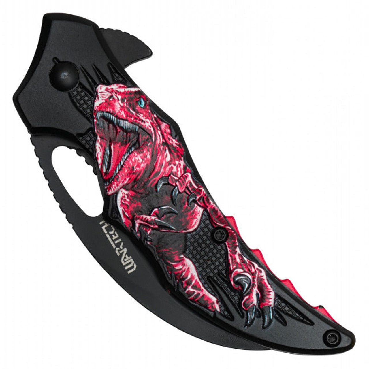 7" Red T-Rex Pocket Knife – Bold & Prehistoric Design