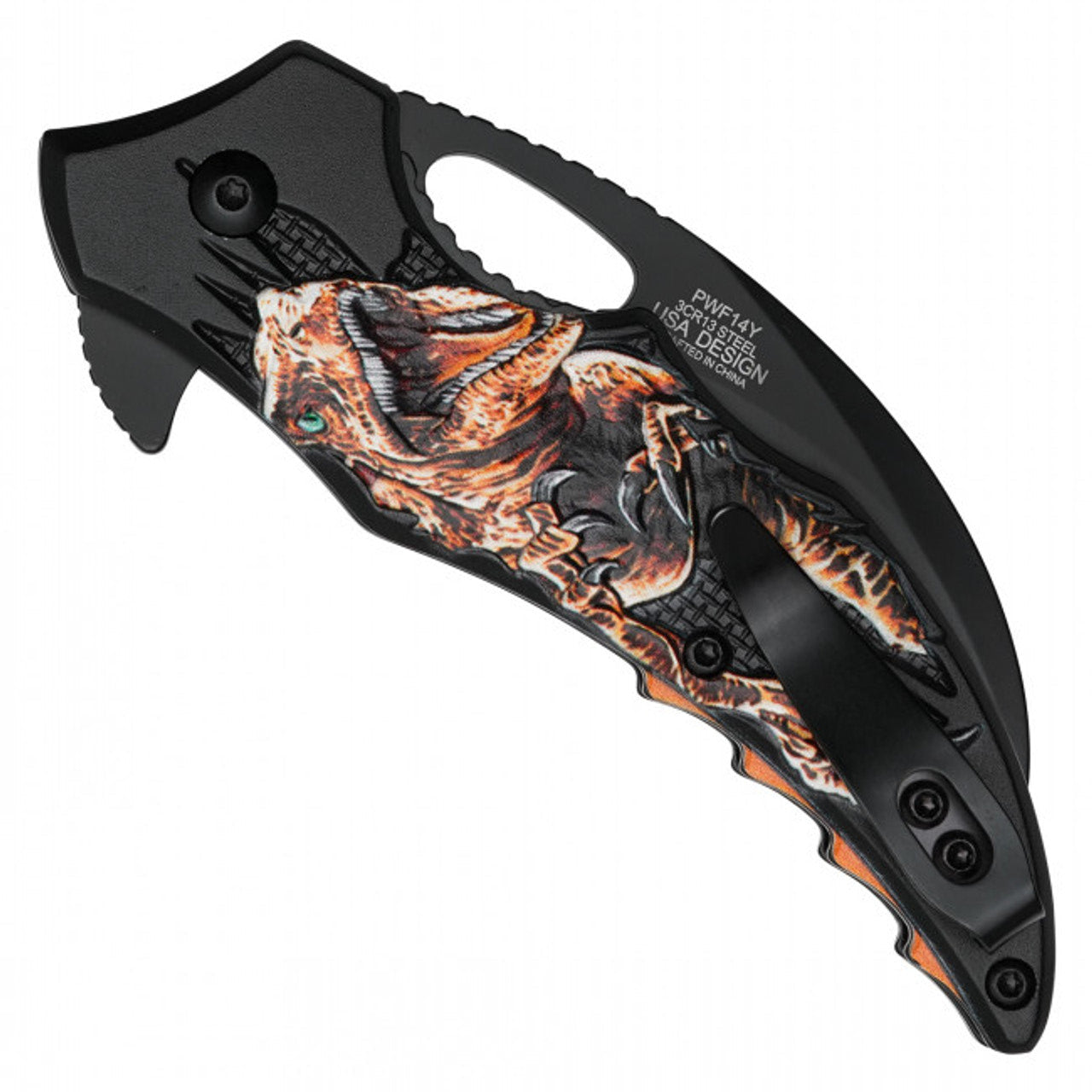 7" Orange T-Rex Pocket Knife – Fierce & Functional