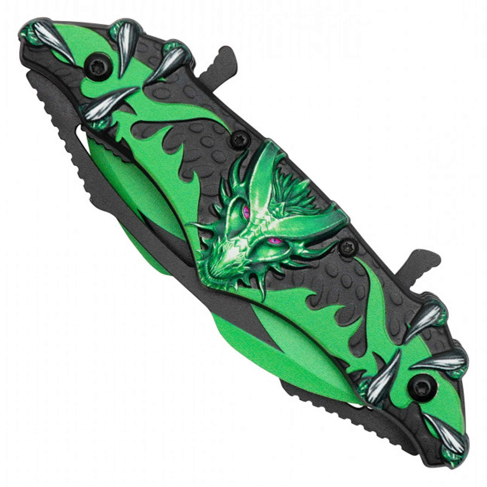 11" Green Dragon Pocket Knife – Fantasy Folding Knife