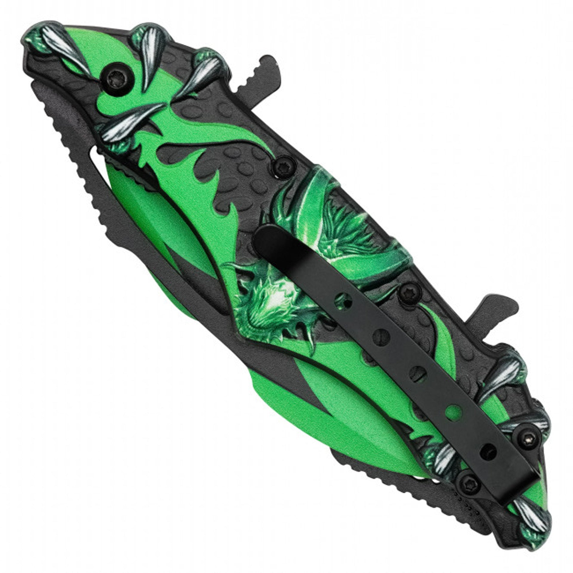 11" Green Dragon Pocket Knife – Fantasy Folding Knife