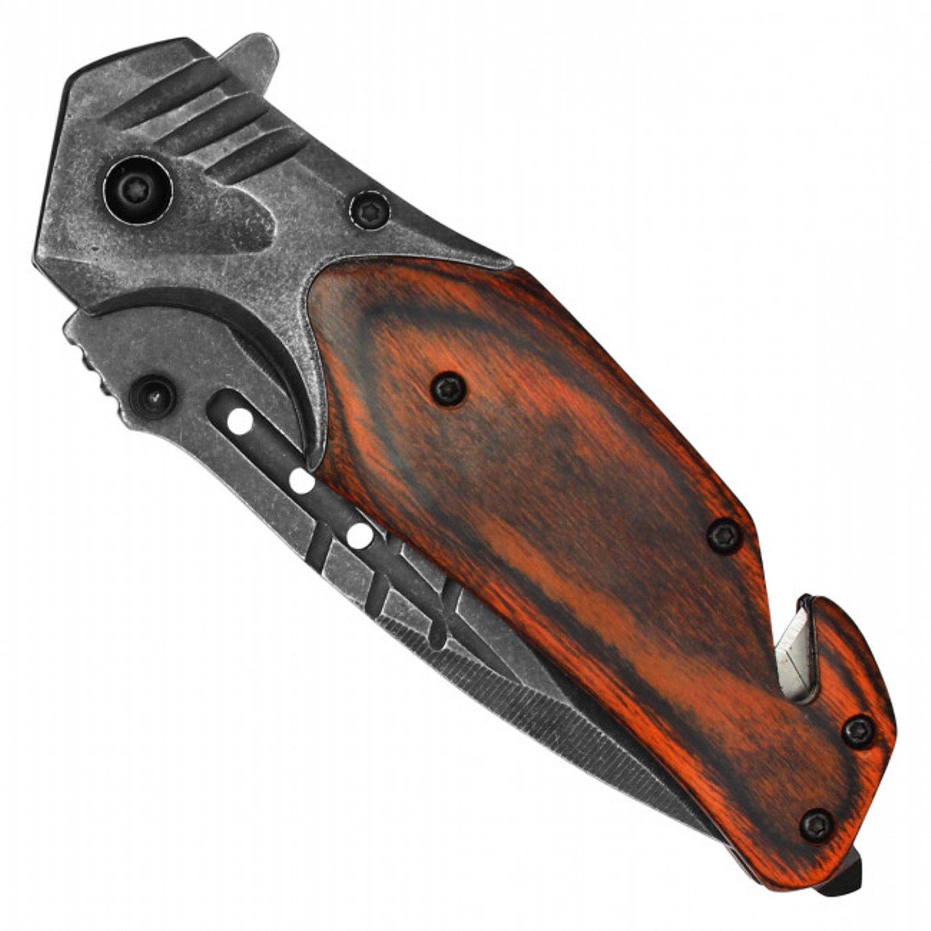 8.5" Stone & Wood Pocket Knife – Rugged Durability & Style