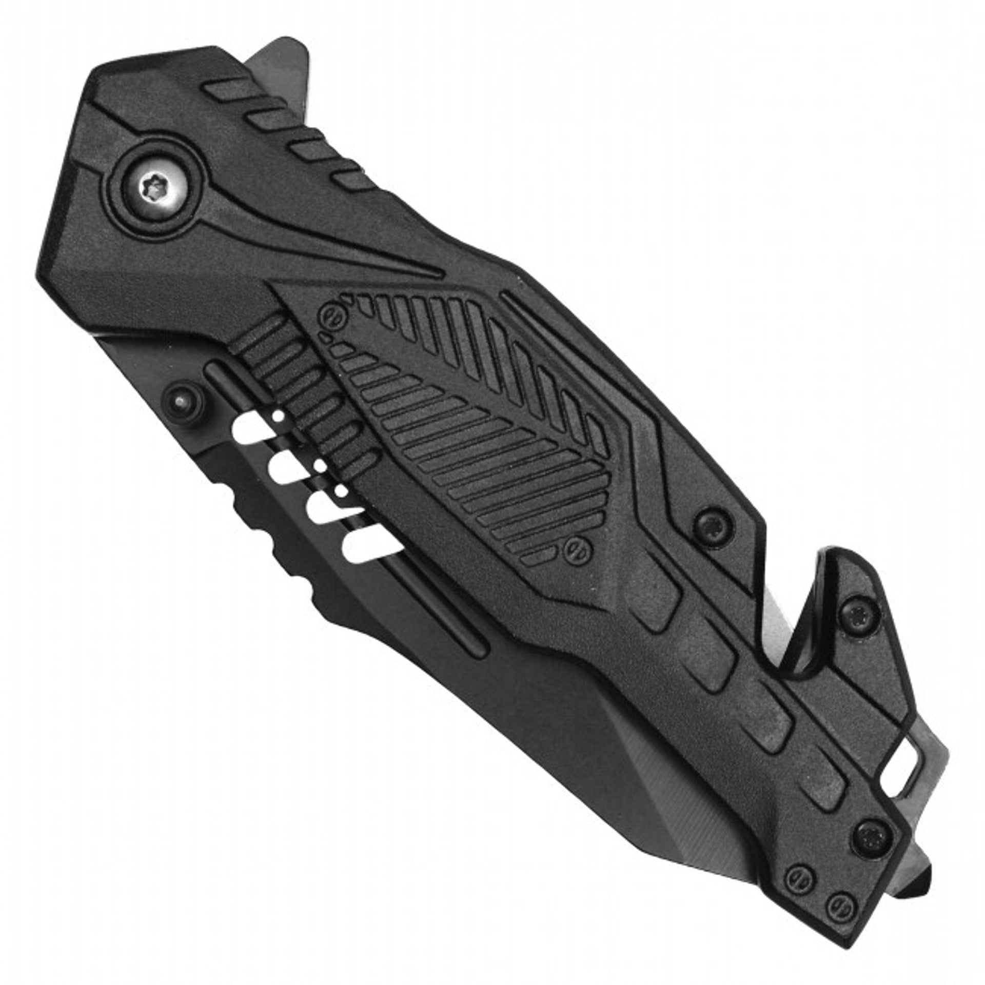 8.5" Tactical Pocket Knife – All-Black Steel Blade & Handle