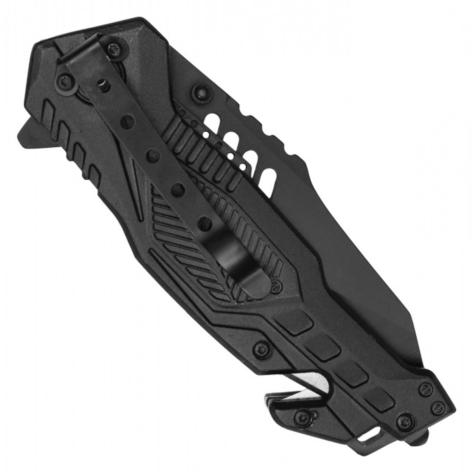 8.5" Tactical Pocket Knife – All-Black Steel Blade & Handle