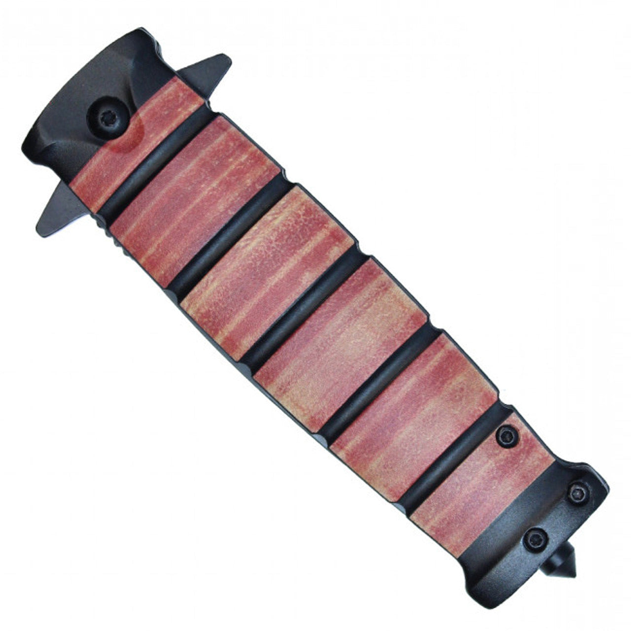 8.5" Military-Style Tanto Pocket Knife with Leather Print Handle