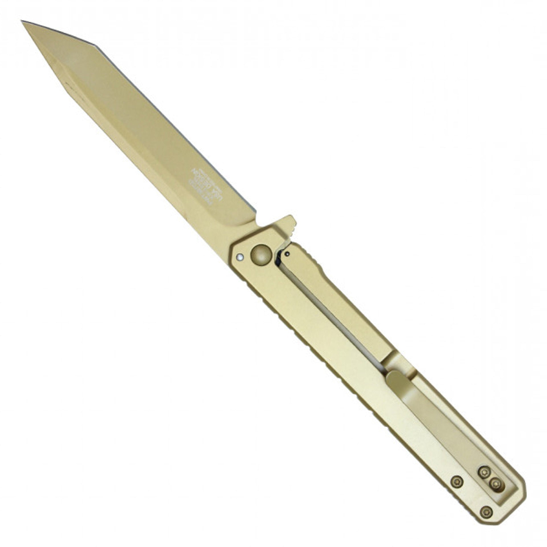 9" Gold 3CR13 Stainless Steel Assisted Opening Pocket Knife with Black Handle