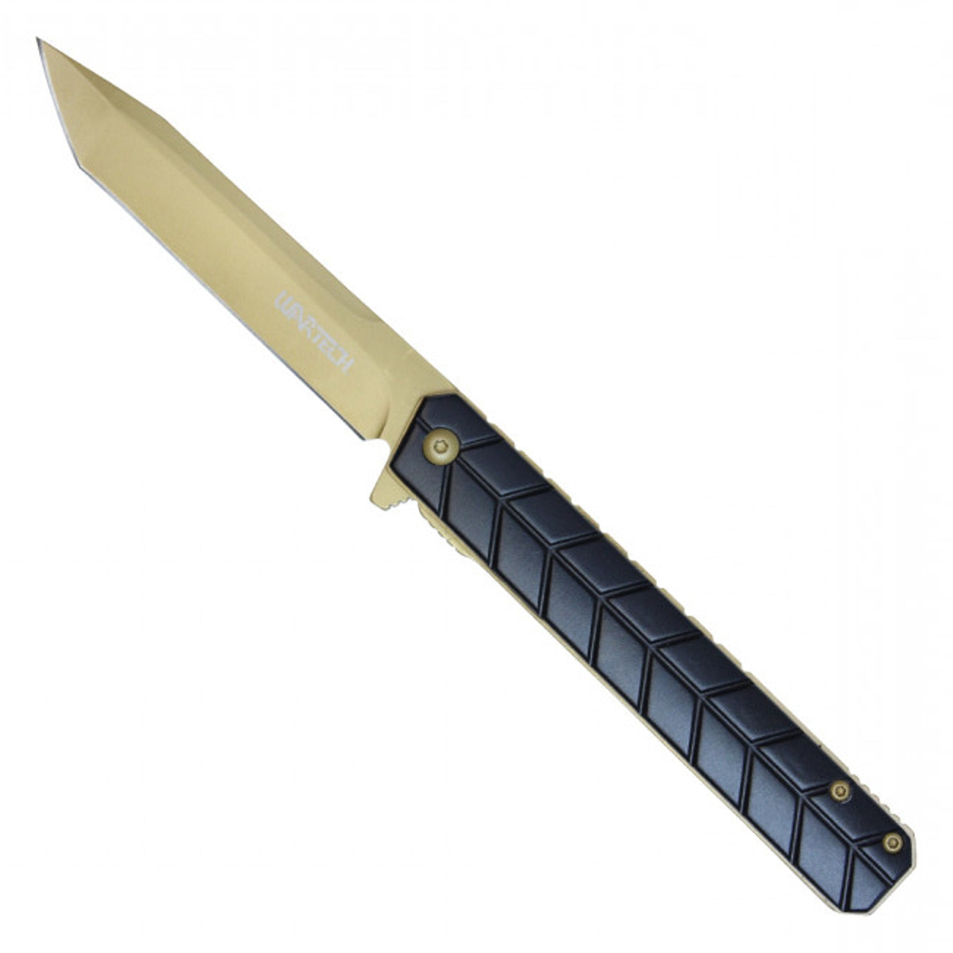 9" Gold 3CR13 Stainless Steel Assisted Opening Pocket Knife with Black Handle