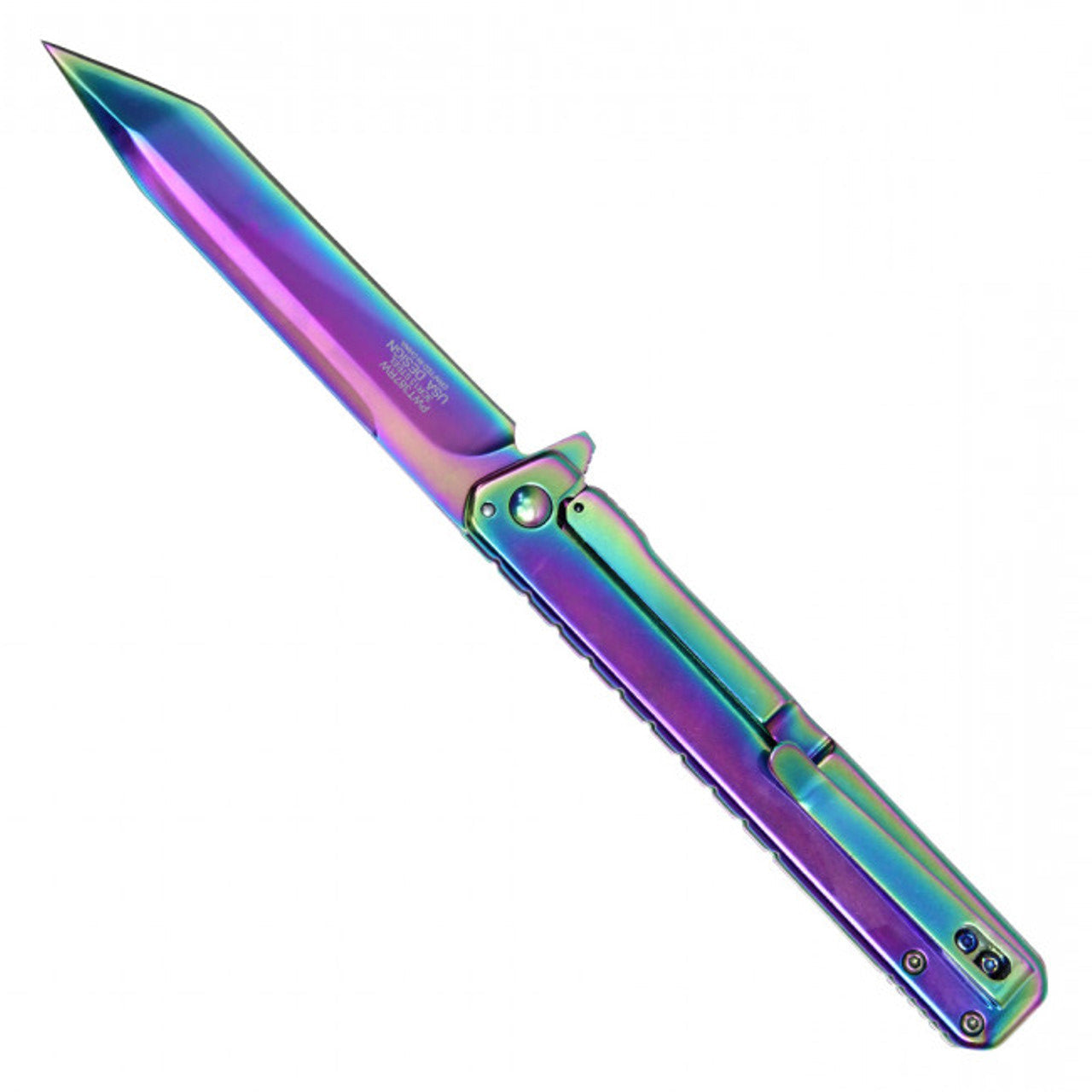 9" Rainbow 3CR13 Stainless Steel Assisted Pocket Knife – Black Handle