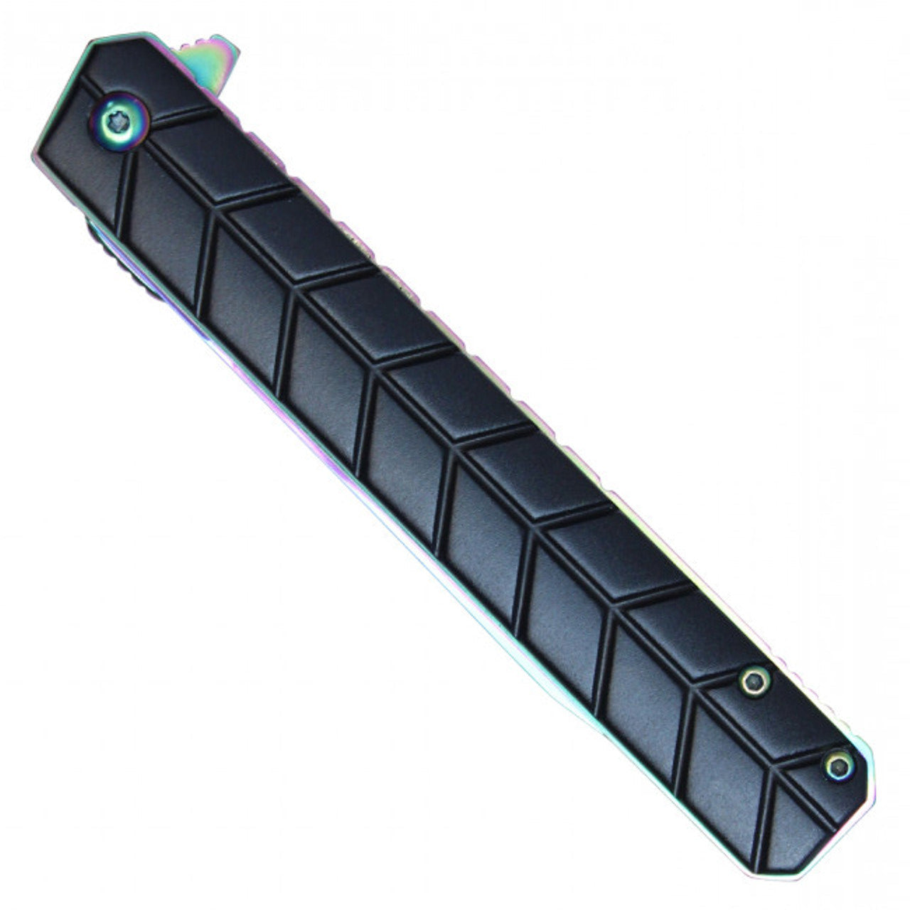 9" Rainbow 3CR13 Stainless Steel Assisted Pocket Knife – Black Handle