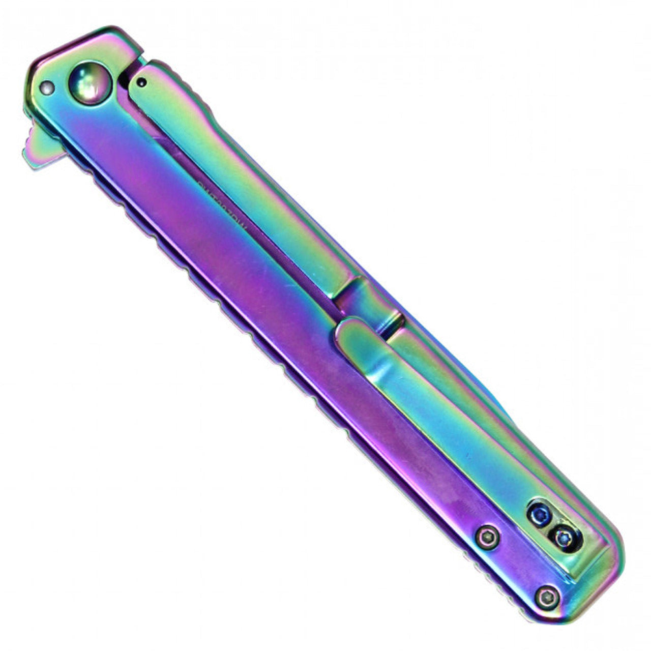 9" Rainbow 3CR13 Stainless Steel Assisted Pocket Knife – Black Handle