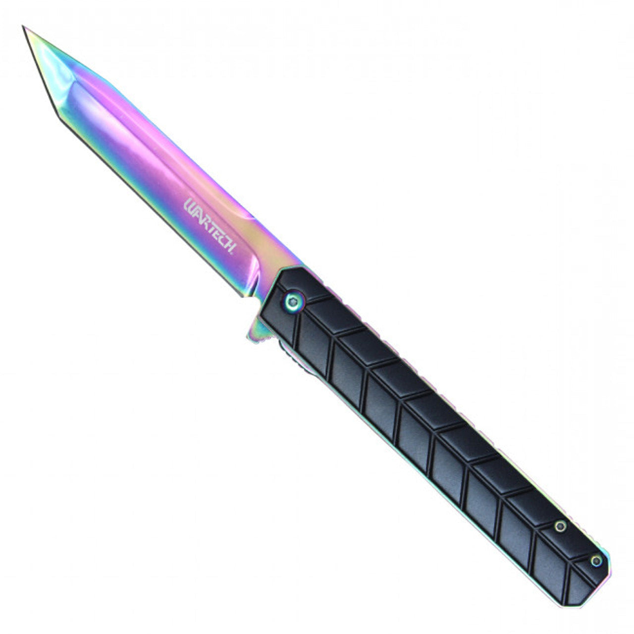 9" Rainbow 3CR13 Stainless Steel Assisted Pocket Knife – Black Handle