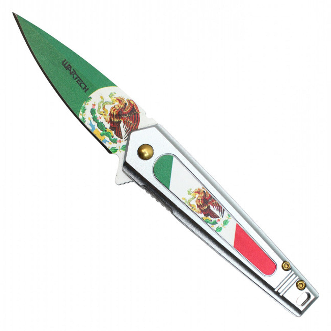7.5" Mexico-Themed Pocket Knife with Flag Design
