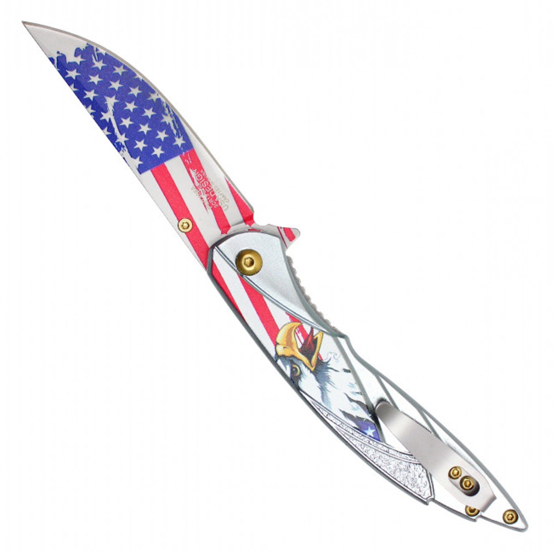 8" Silver USA Patriotic Pocket Knife