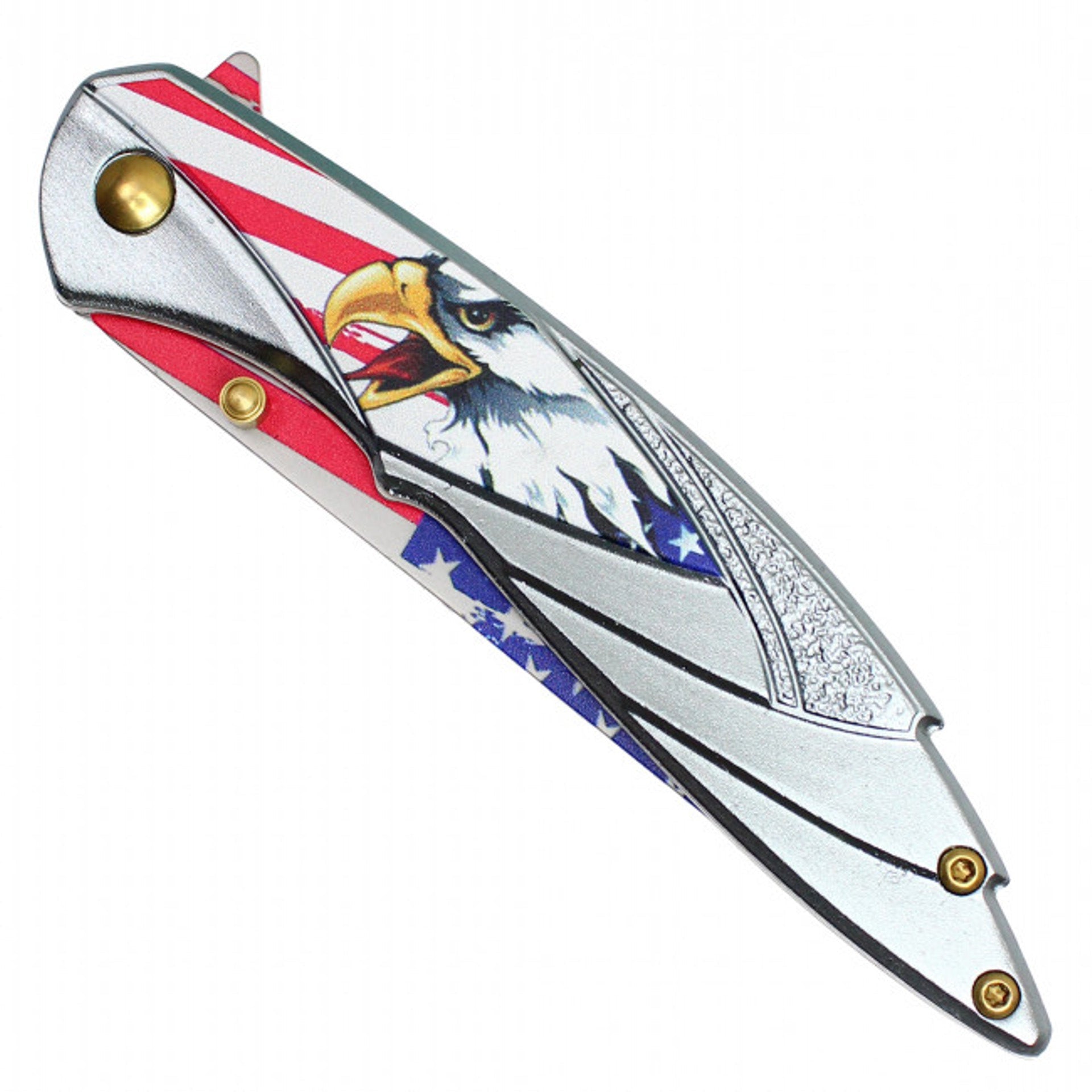8" Silver USA Patriotic Pocket Knife